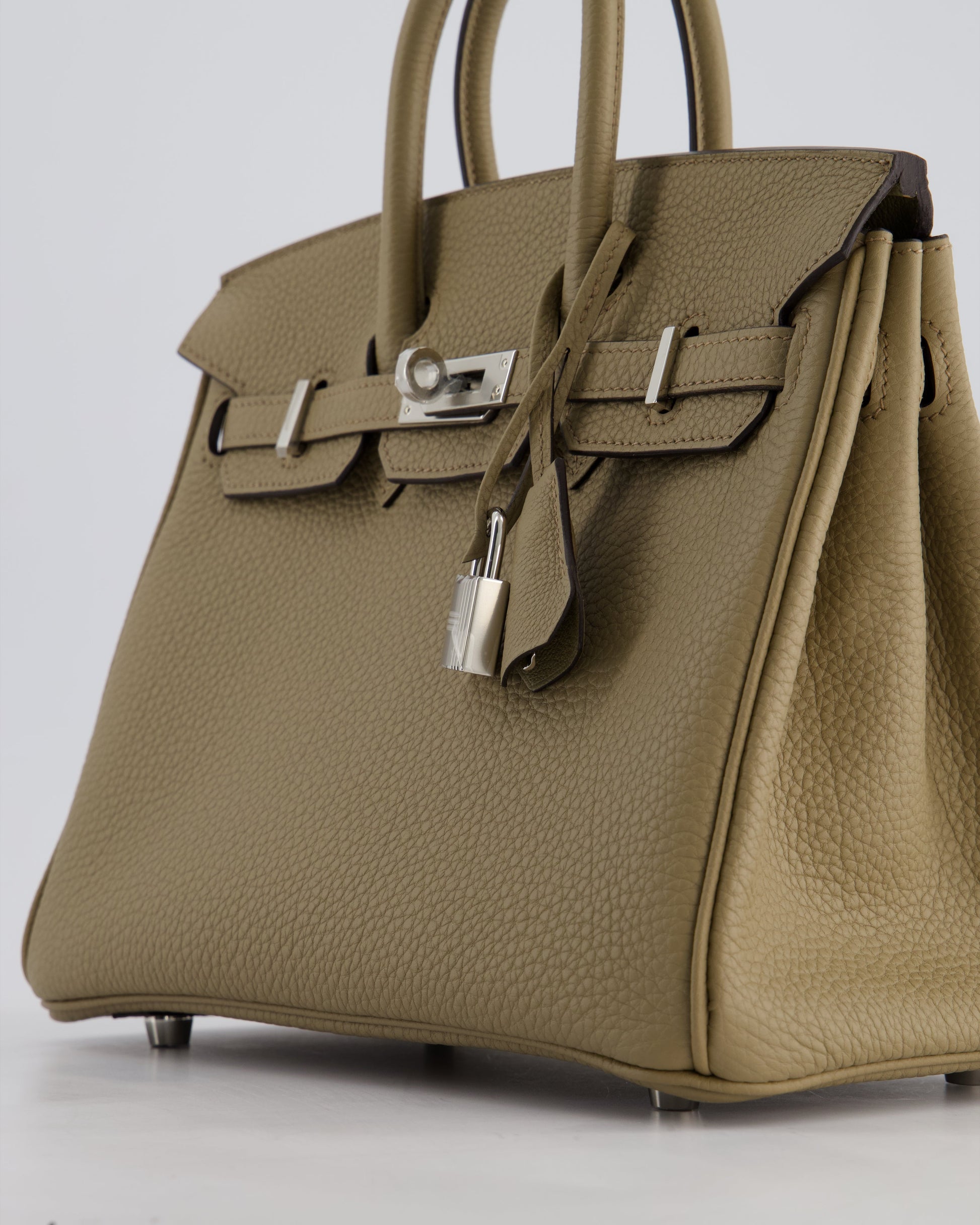 Hermes Birkin 25cm Retourne Bag in Beige Marfa Togo Leather with Palladium Hardware