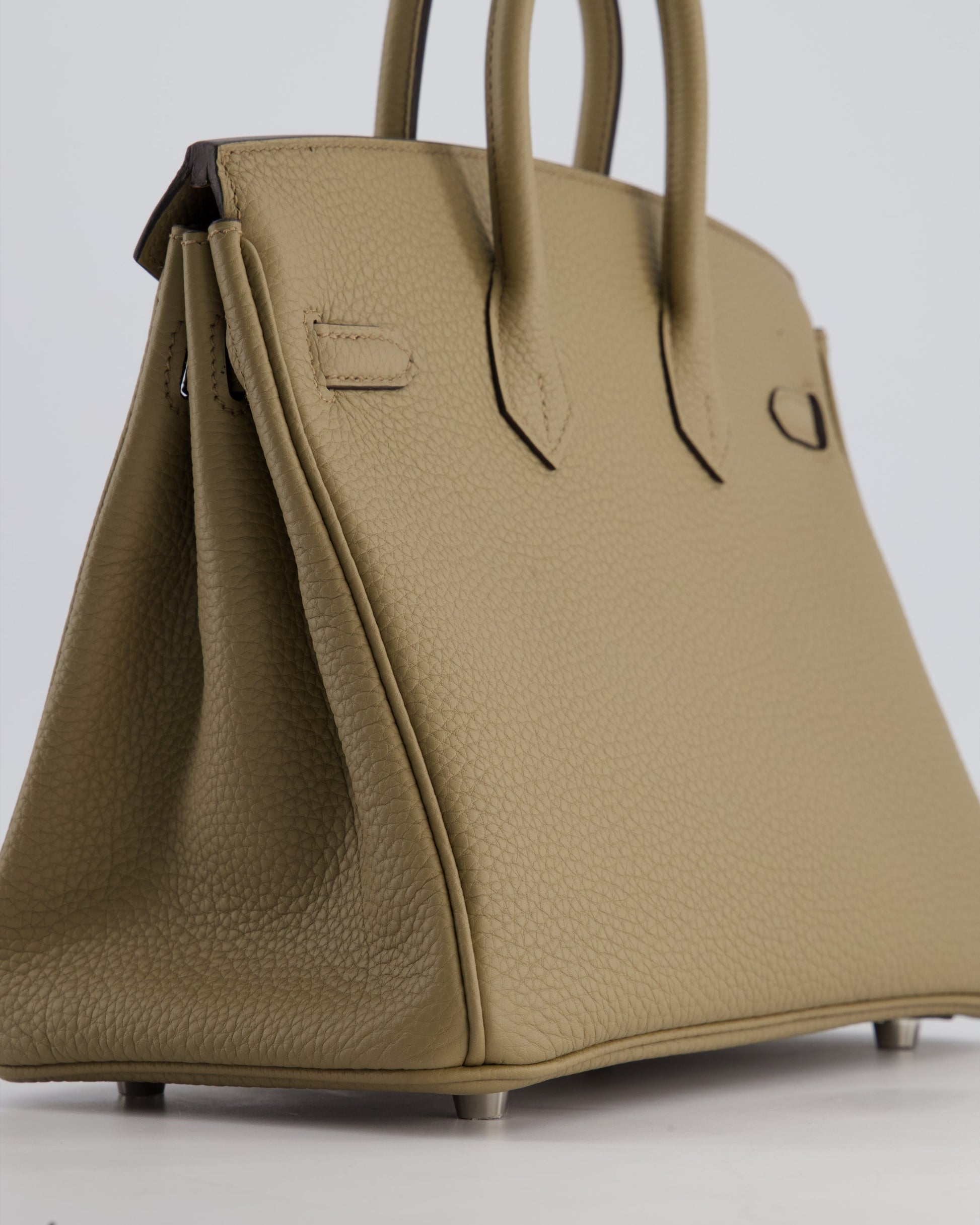 Hermes Birkin 25cm Retourne Bag in Beige Marfa Togo Leather with Palladium Hardware