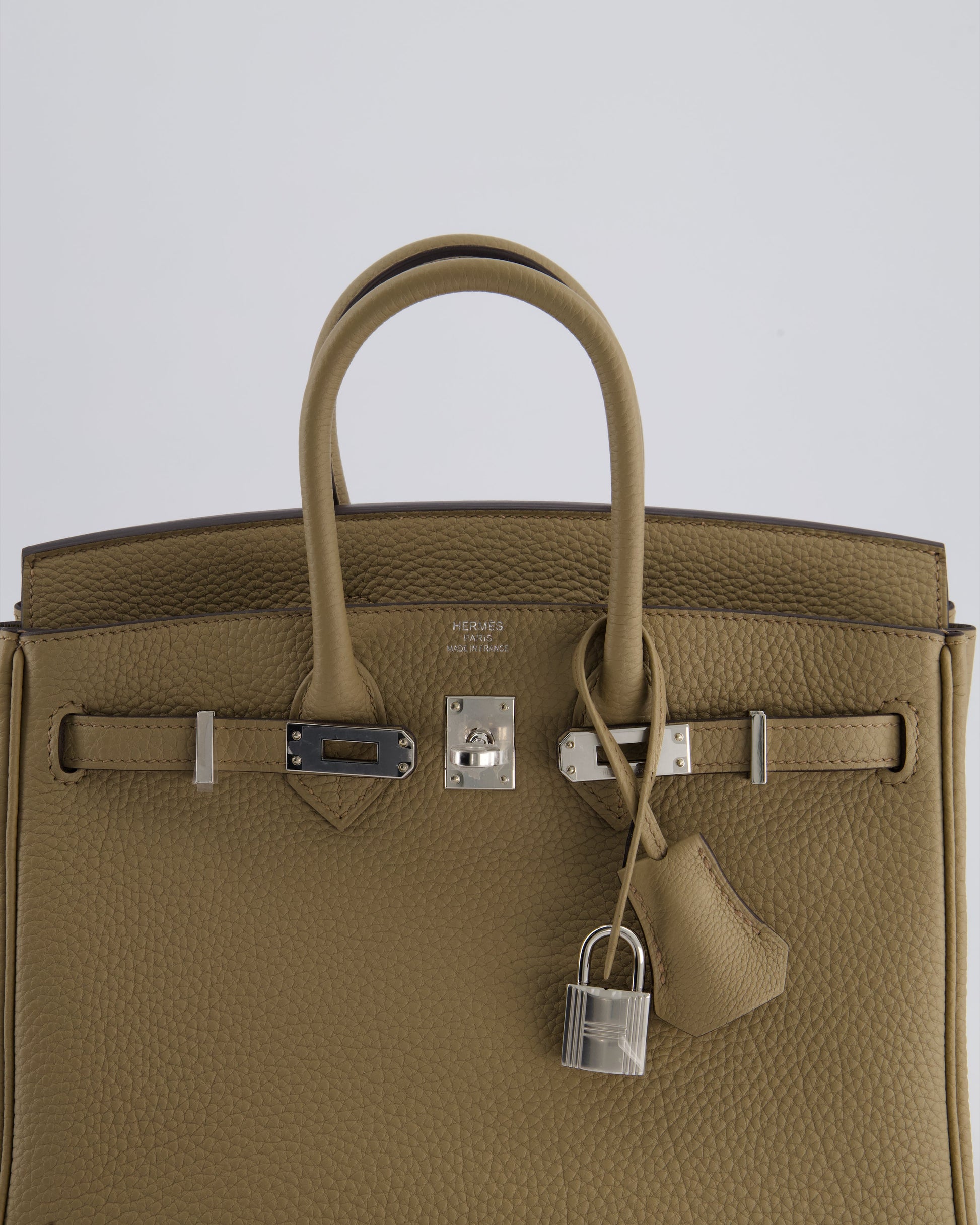 Hermes Birkin 25cm Retourne Bag in Beige Marfa Togo Leather with Palladium Hardware