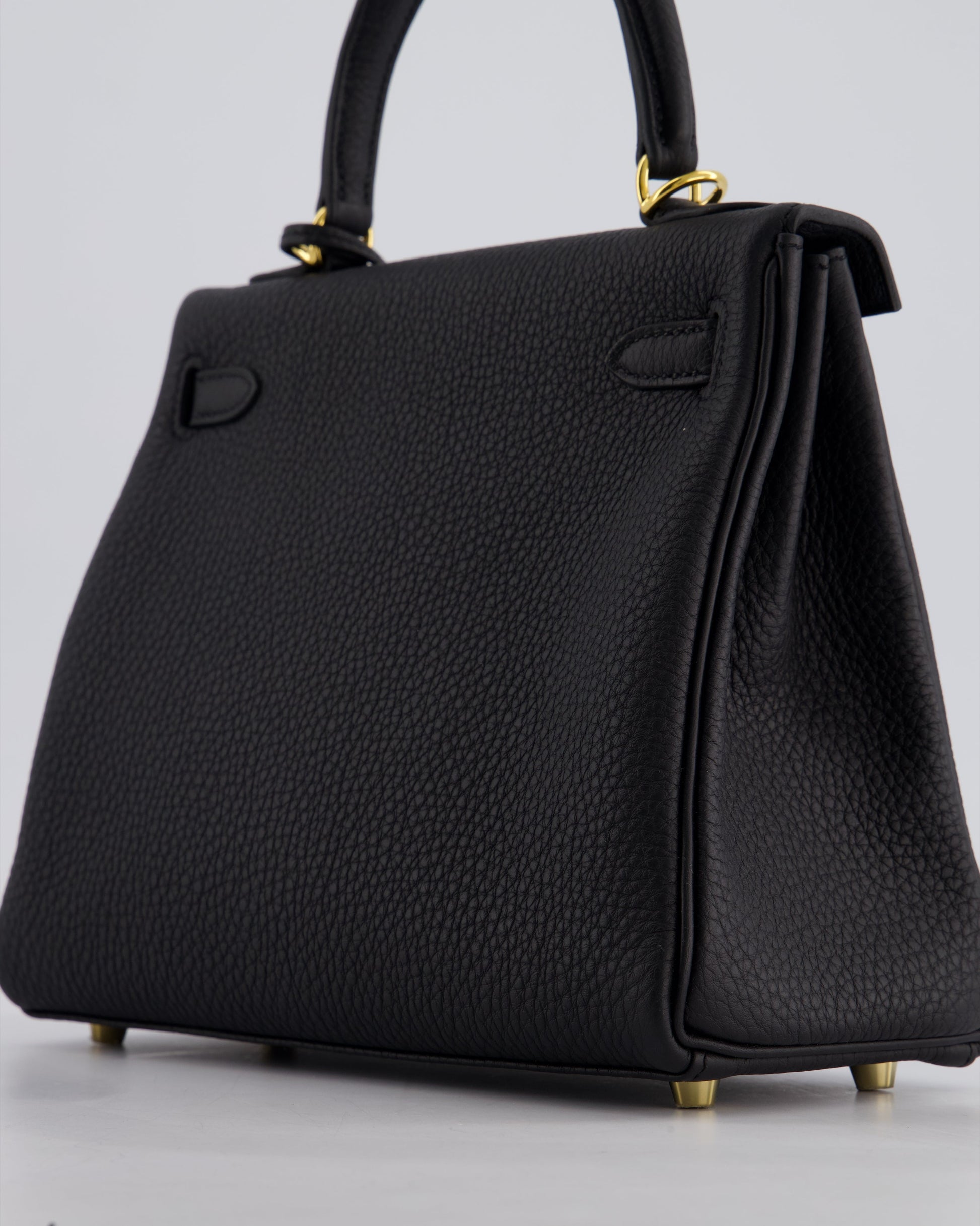 Hermes Kelly Bag 25cm Retourne in Noir Togo Leather with Gold Hardware