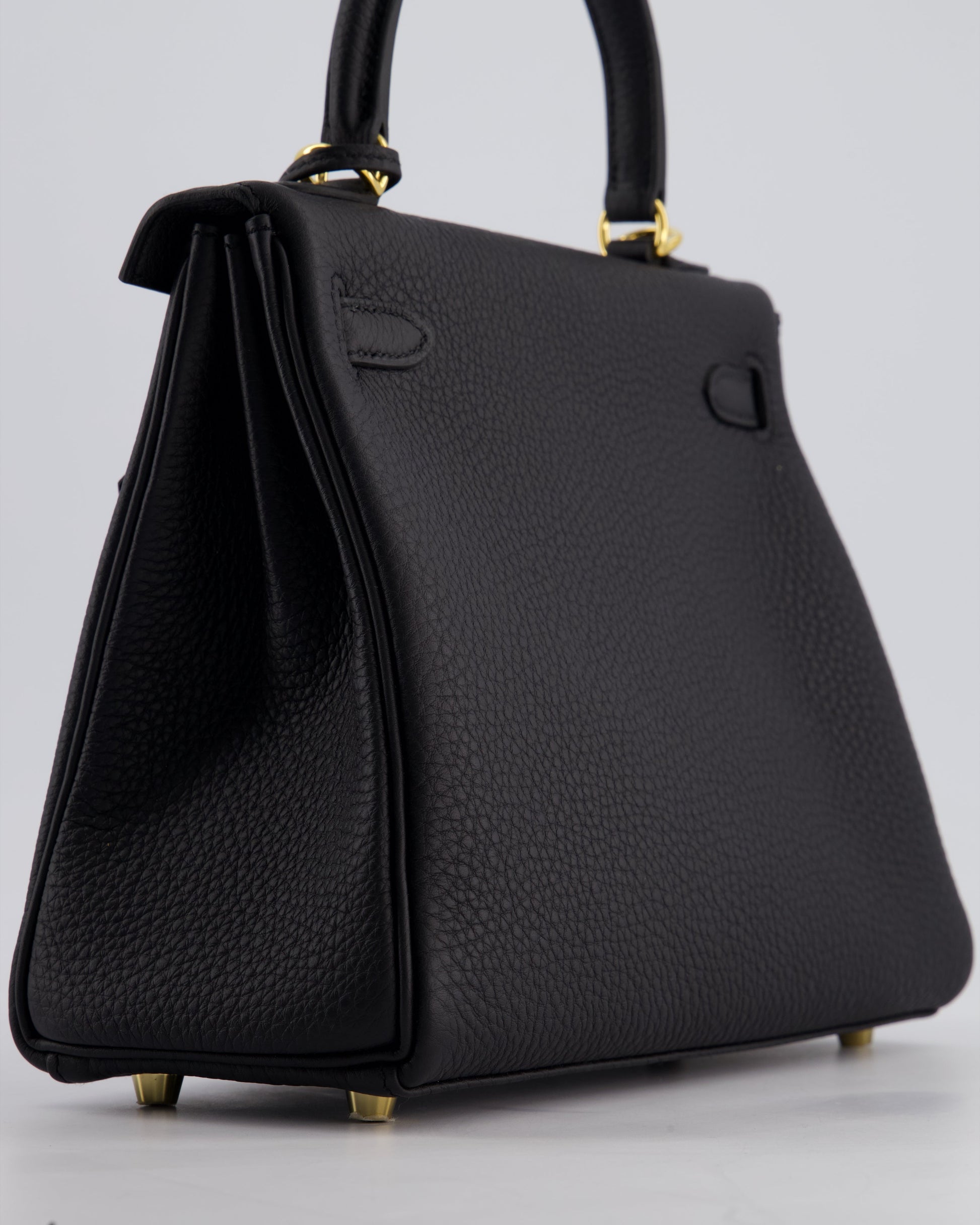 Hermes Kelly Bag 25cm Retourne in Noir Togo Leather with Gold Hardware