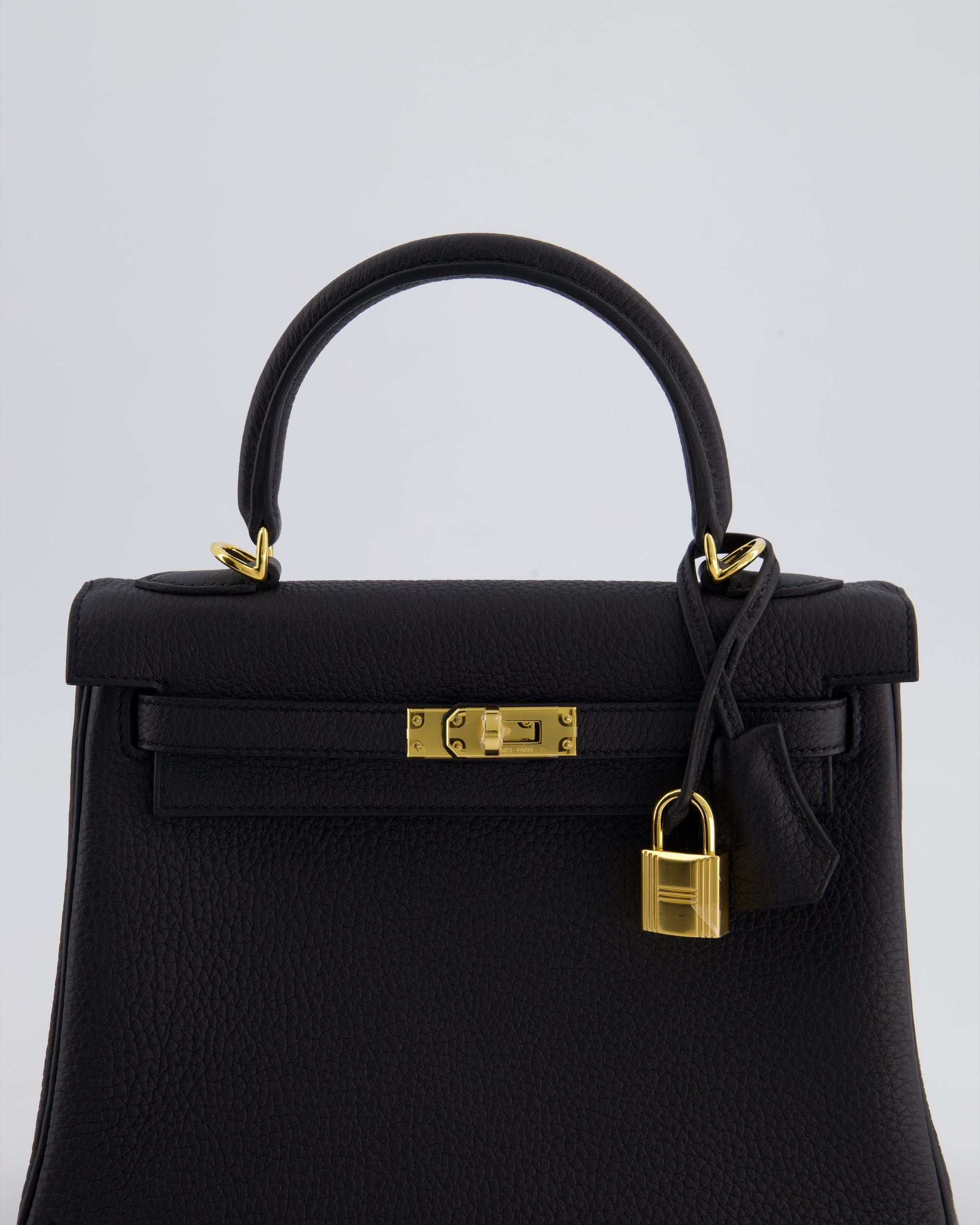 Hermes Kelly Bag 25cm Retourne in Noir Togo Leather with Gold Hardware