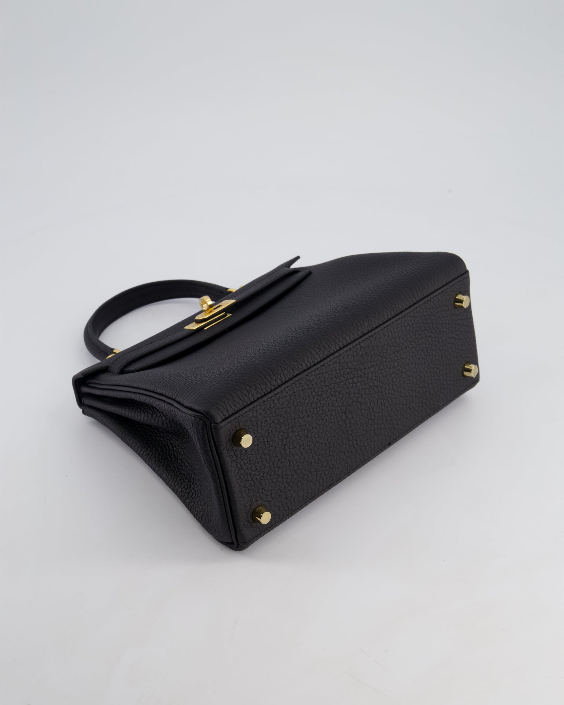 Hermes Kelly Bag 25cm Retourne in Noir Togo Leather with Gold Hardware