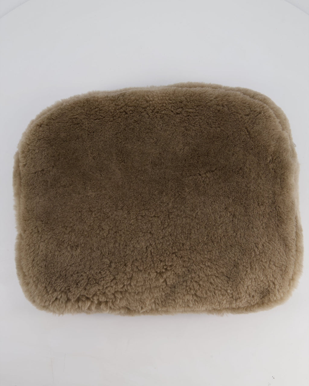 *HOT* Chanel Taupe Brown CC Shearling Platform Mules & Large Make-Up Pouch Size EU 39