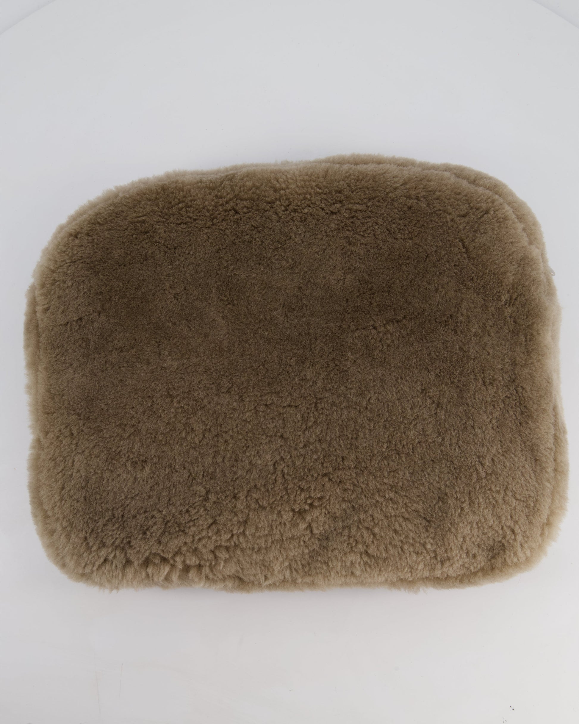 *HOT* Chanel Taupe Brown CC Shearling Platform Mules & Large Make-Up Pouch Size EU 39