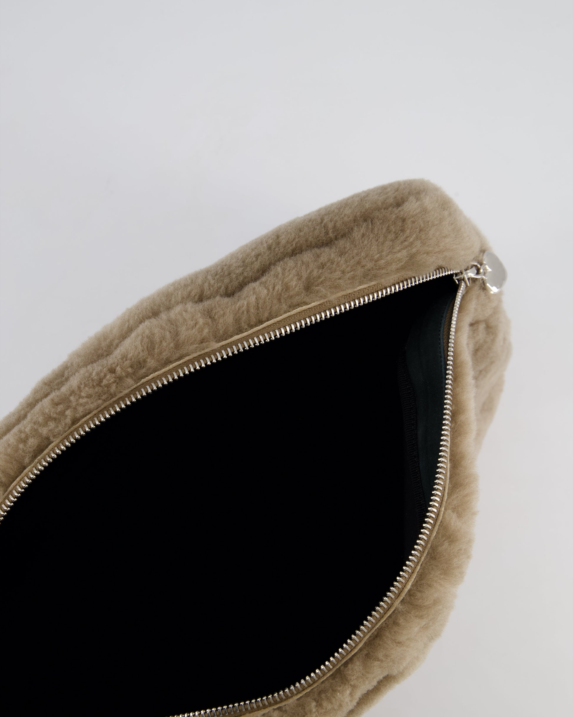 *HOT* Chanel Taupe Brown CC Shearling Platform Mules & Large Make-Up Pouch Size EU 39