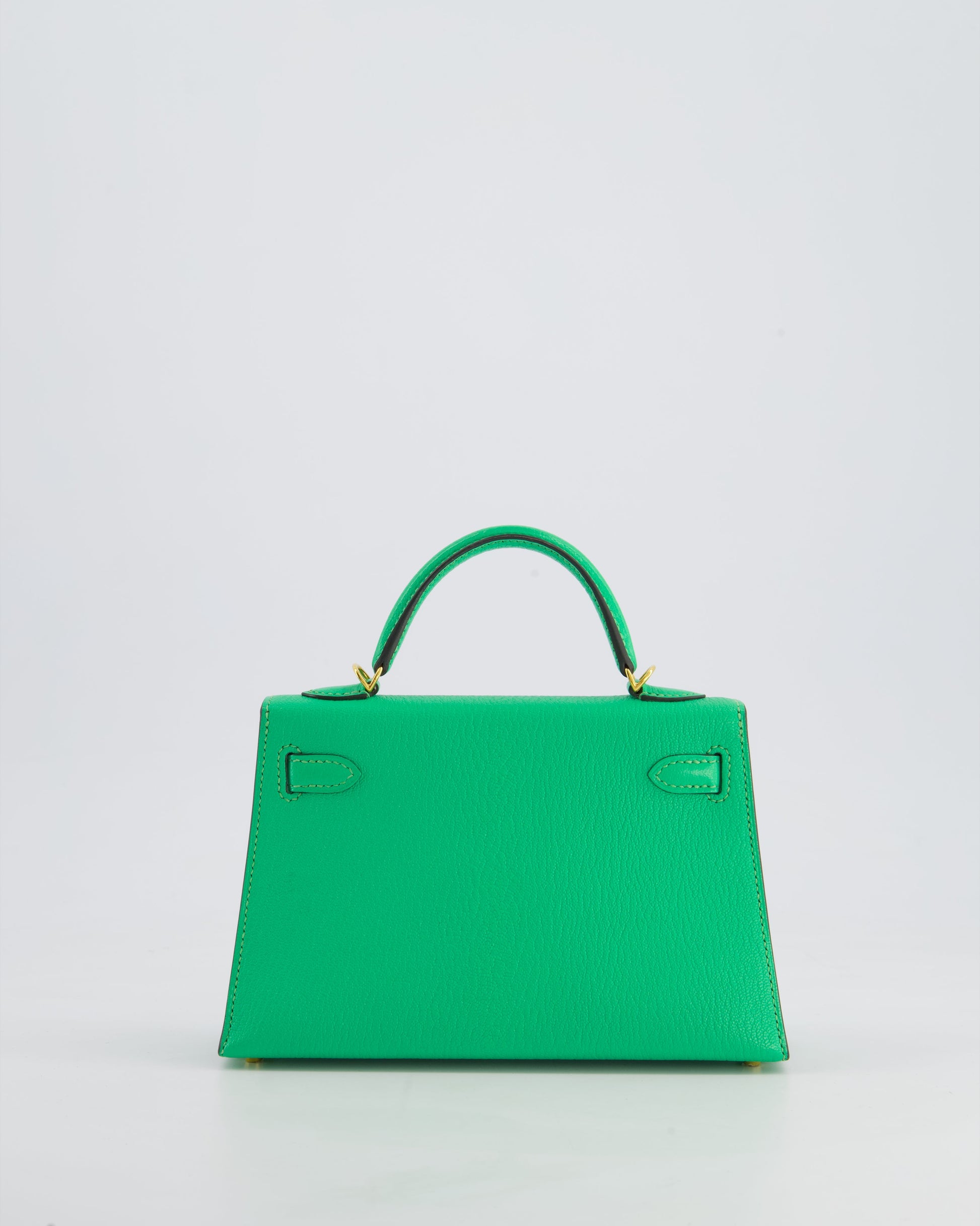 Hermes Mini Kelly II 20cm Bag In Vert Comics Chèvre Chamkila Leather with Gold Hardware