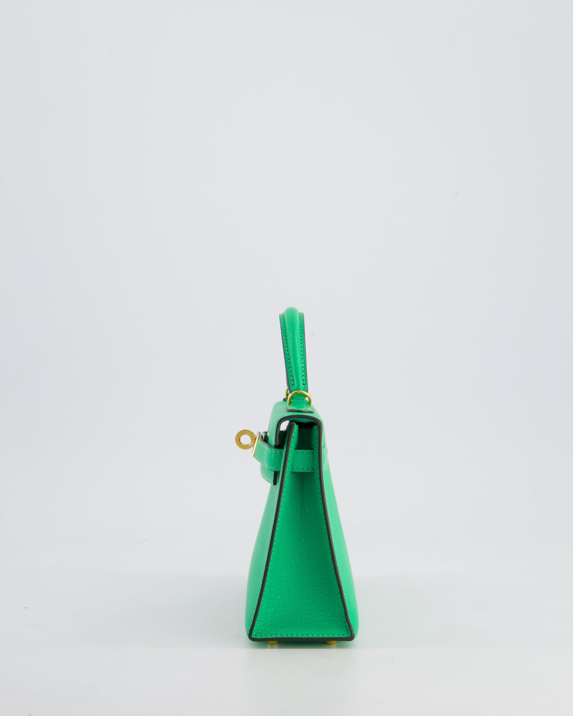 Hermes Mini Kelly II 20cm Bag In Vert Comics Chèvre Chamkila Leather with Gold Hardware