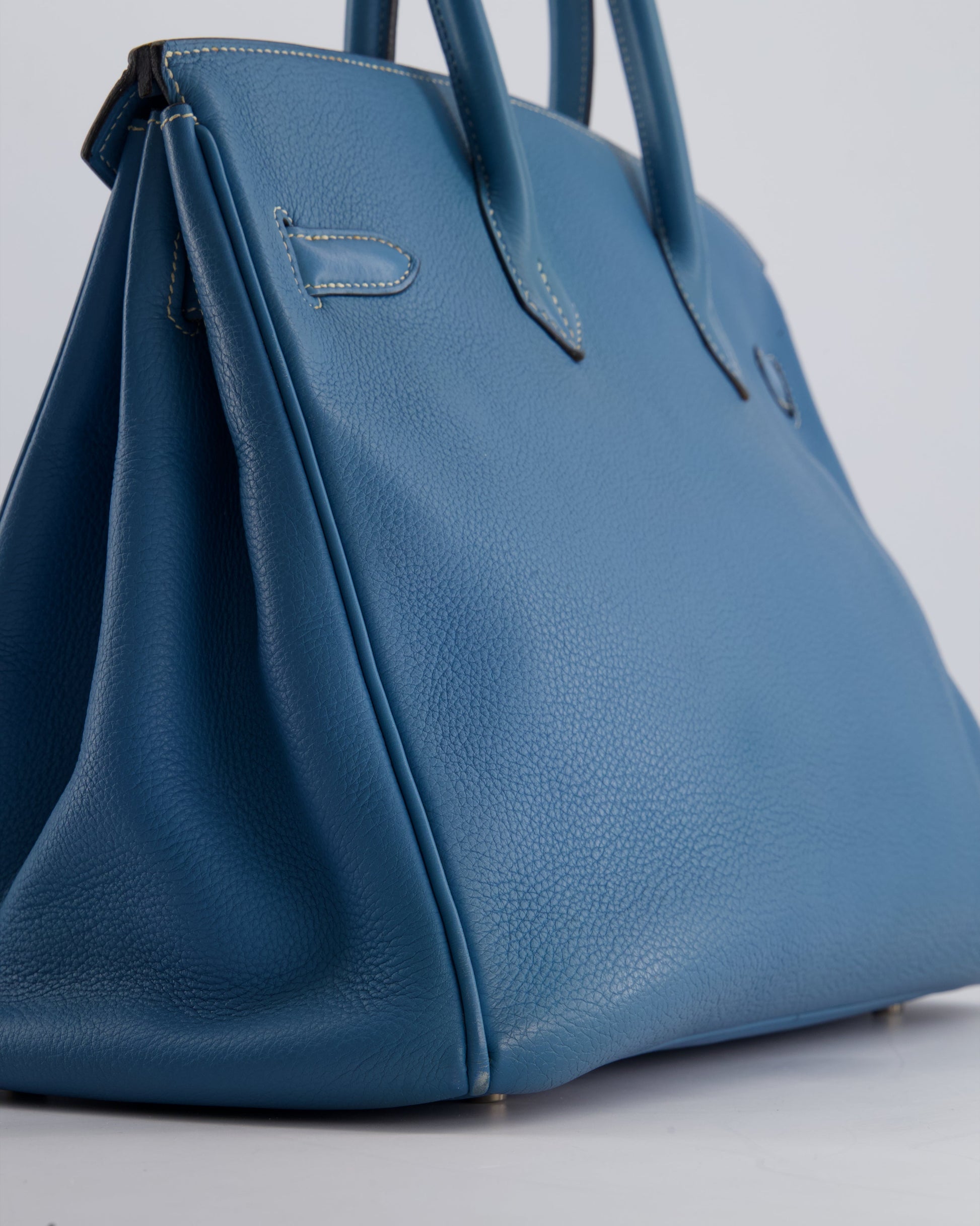 Hermes Birkin 35cm Bag in Blue Jean Togo Leather with Palladium Hardware