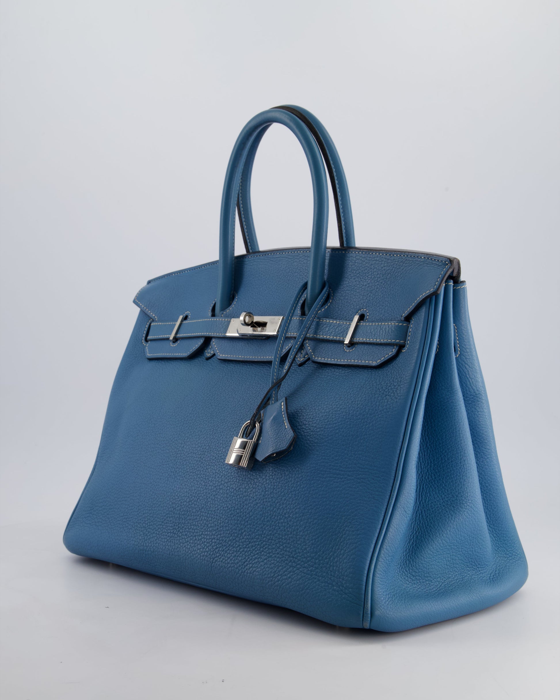 Hermes Birkin 35cm Bag in Blue Jean Togo Leather with Palladium Hardware