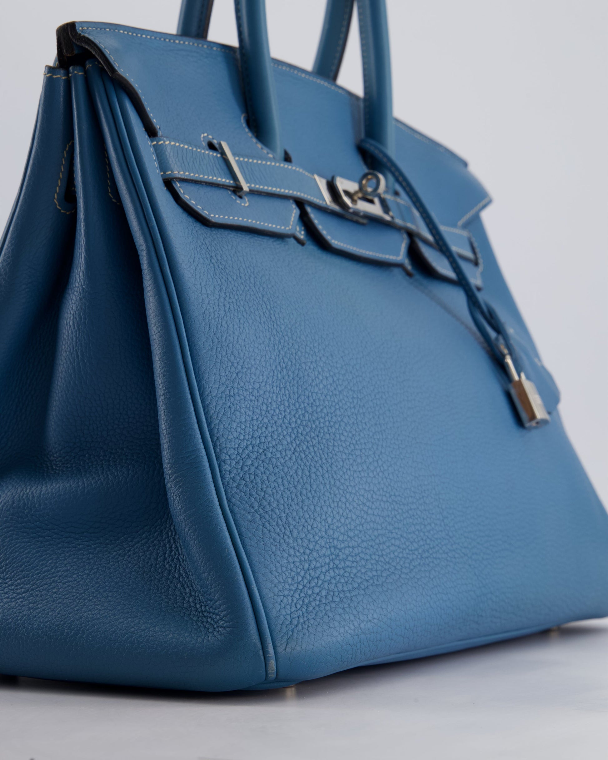 Hermes Birkin 35cm Bag in Blue Jean Togo Leather with Palladium Hardware