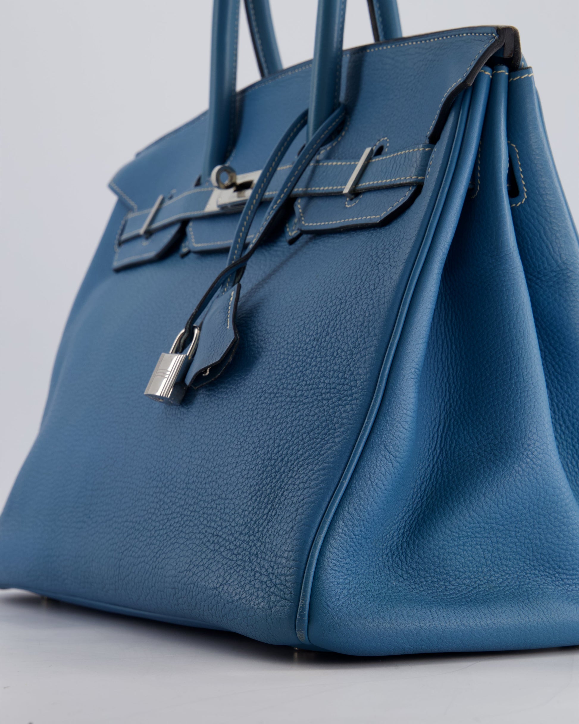 Hermes Birkin 35cm Bag in Blue Jean Togo Leather with Palladium Hardware