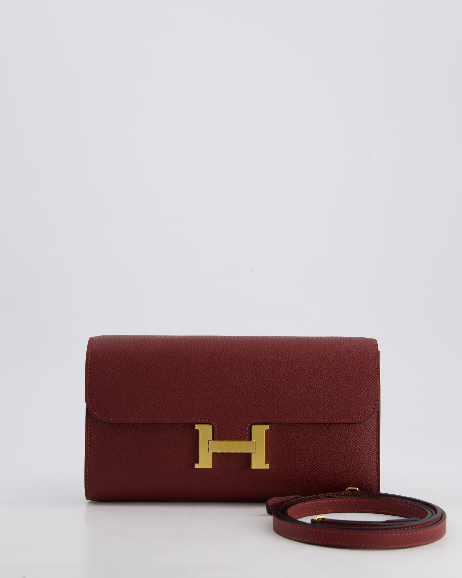 Hermes Constance To Go Bag in Rouge H Epsom Leather with Gold Hardware
