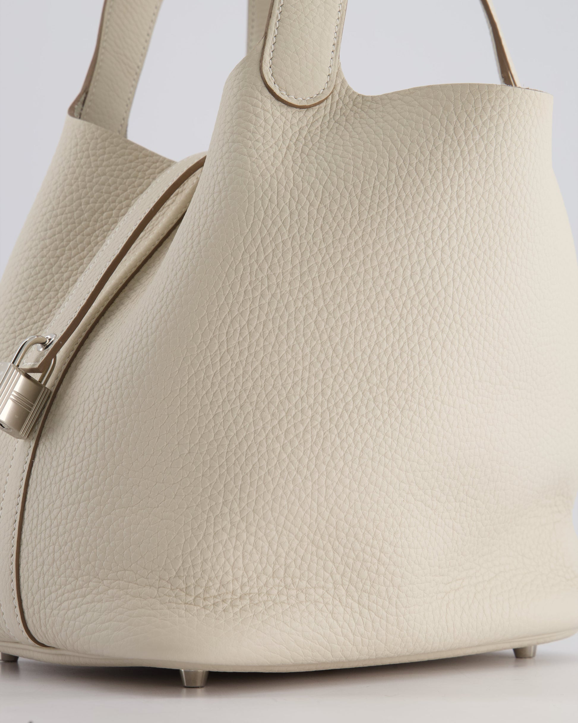 Hermes Picotin Lock Bag 22cm in Craie Clemence Leather with Palladium Hardware