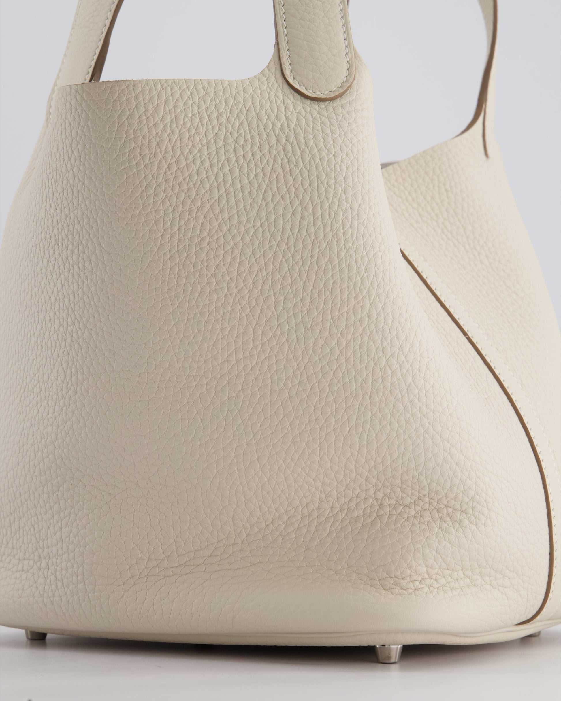 Hermes Picotin Lock Bag 22cm in Craie Clemence Leather with Palladium Hardware