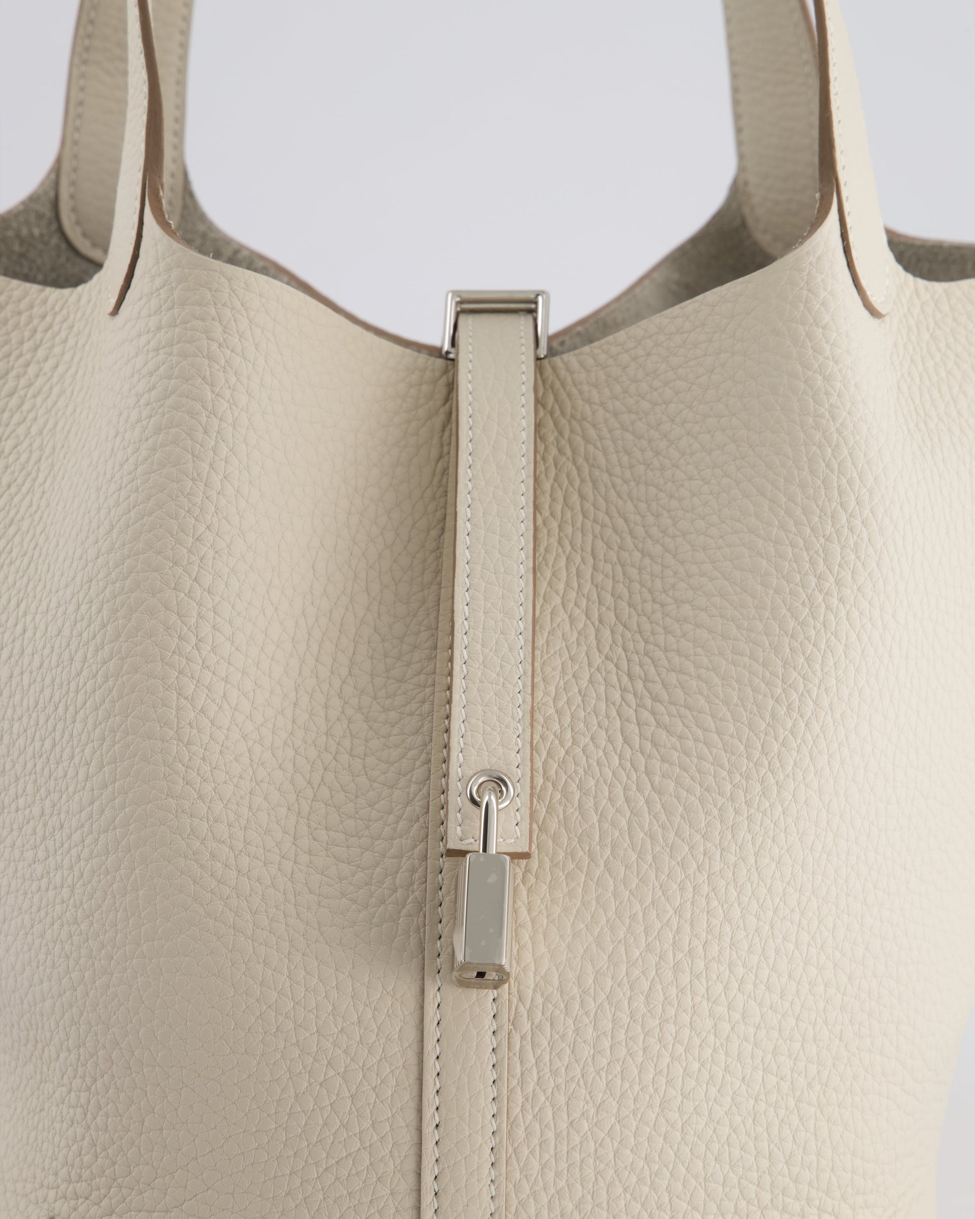 Hermes Picotin Lock Bag 22cm in Craie Clemence Leather with Palladium Hardware