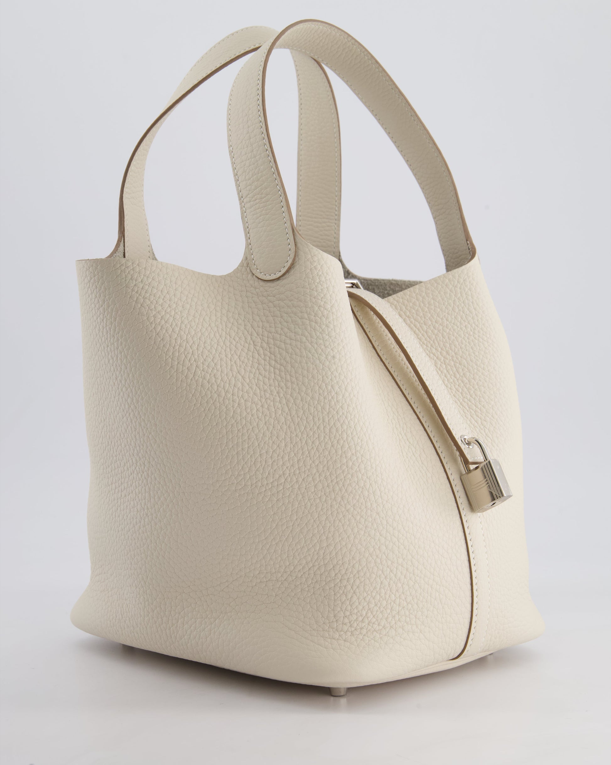 Hermes Picotin Lock Bag 22cm in Craie Clemence Leather with Palladium Hardware
