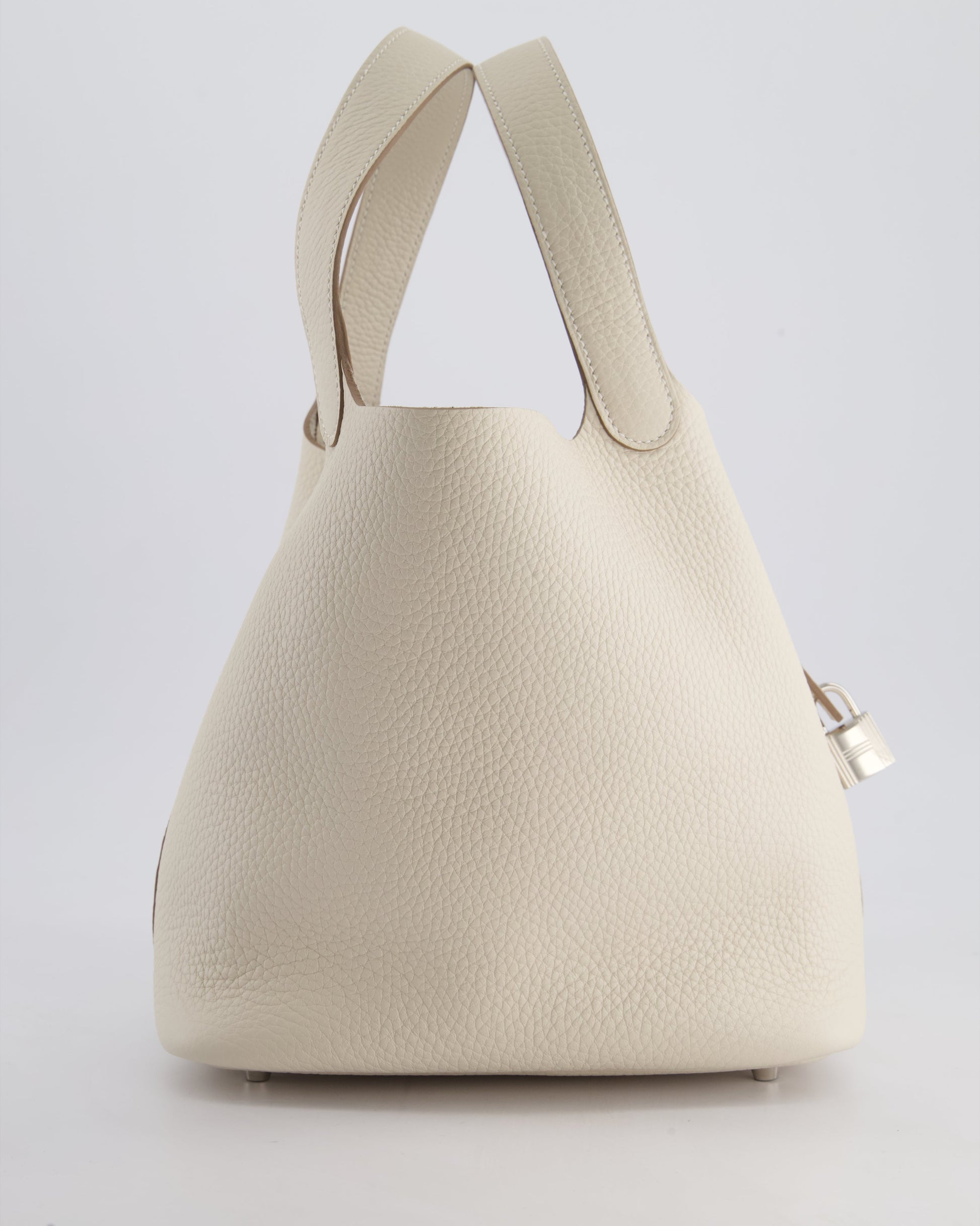 Hermes Picotin Lock Bag 22cm in Craie Clemence Leather with Palladium Hardware