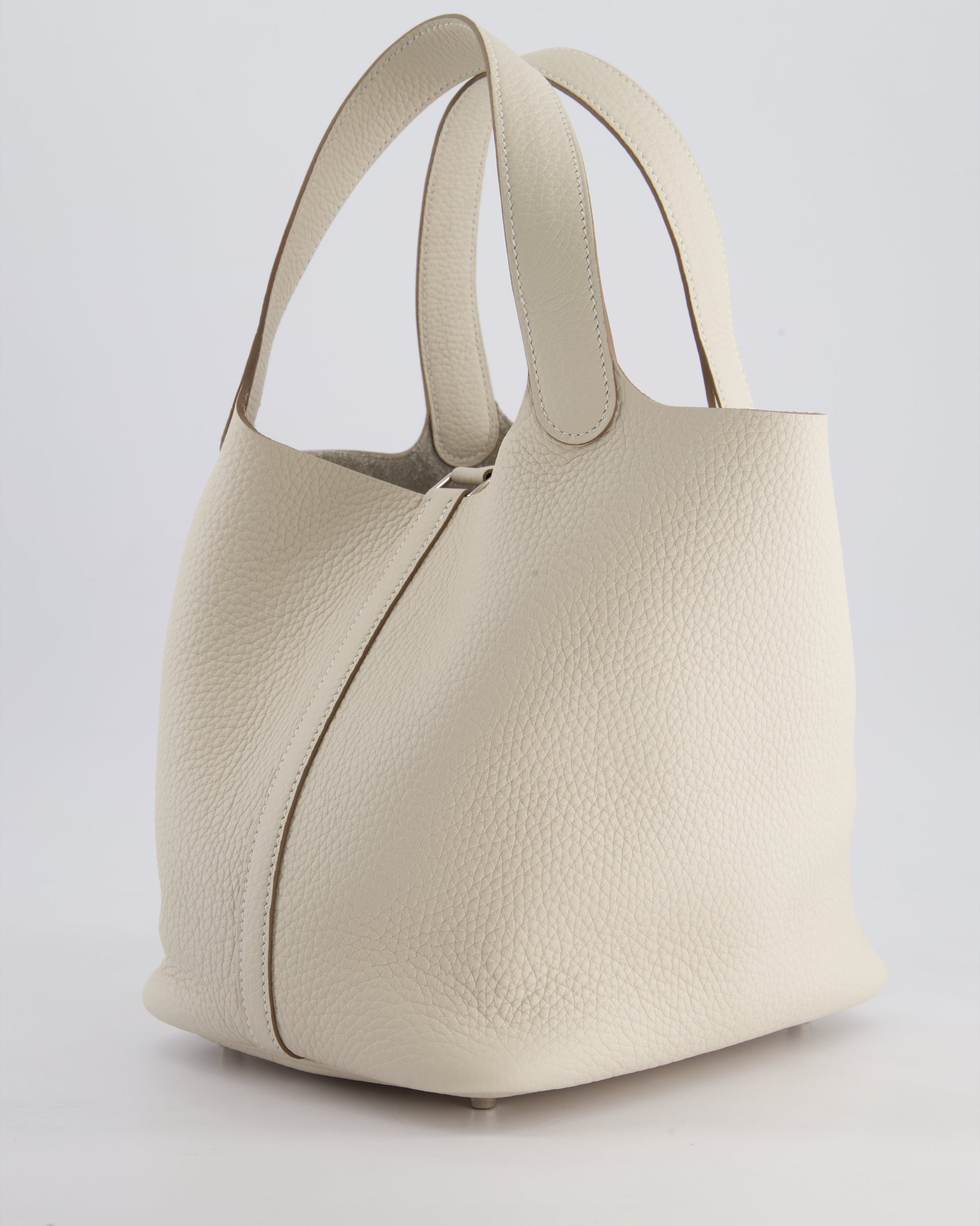 Hermes Picotin Lock Bag 22cm in Craie Clemence Leather with Palladium Hardware