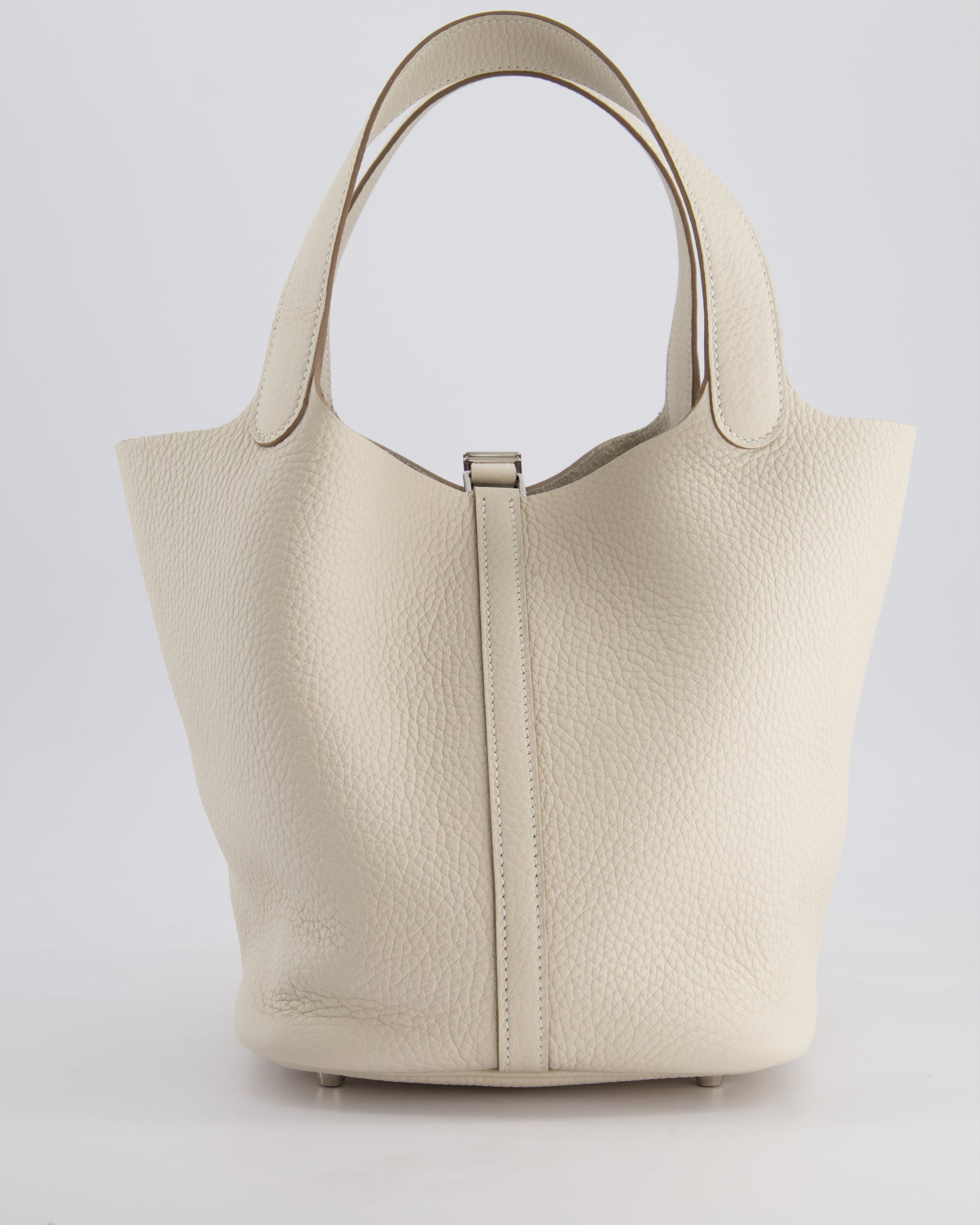 Hermes Picotin Lock Bag 22cm in Craie Clemence Leather with Palladium Hardware