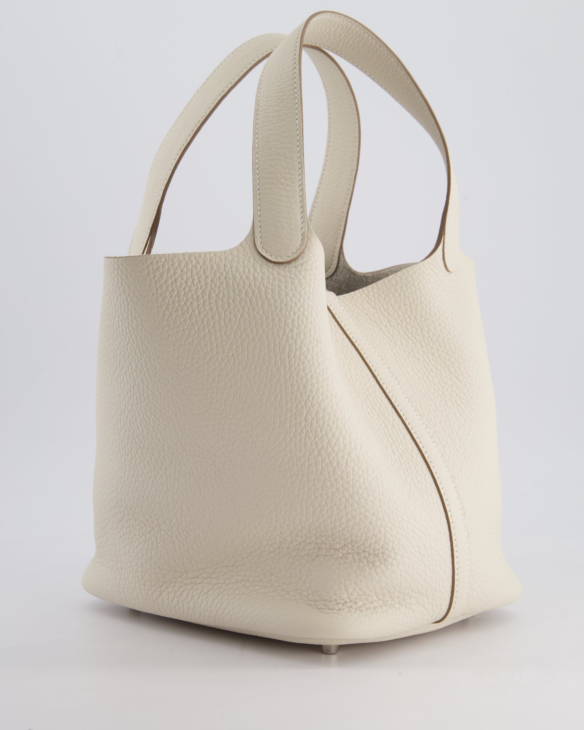 Hermes Picotin Lock Bag 22cm in Craie Clemence Leather with Palladium Hardware