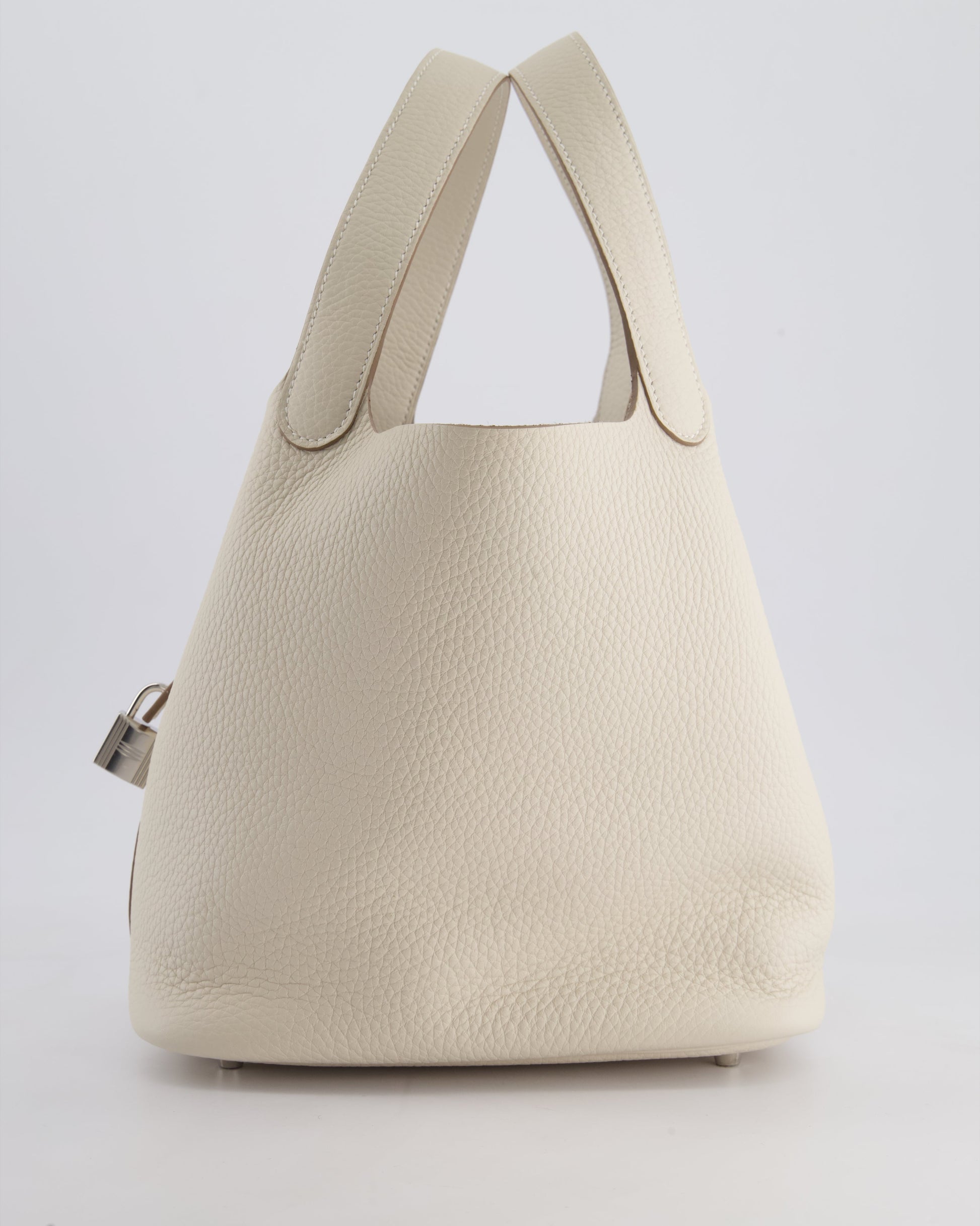 Hermes Picotin Lock Bag 22cm in Craie Clemence Leather with Palladium Hardware