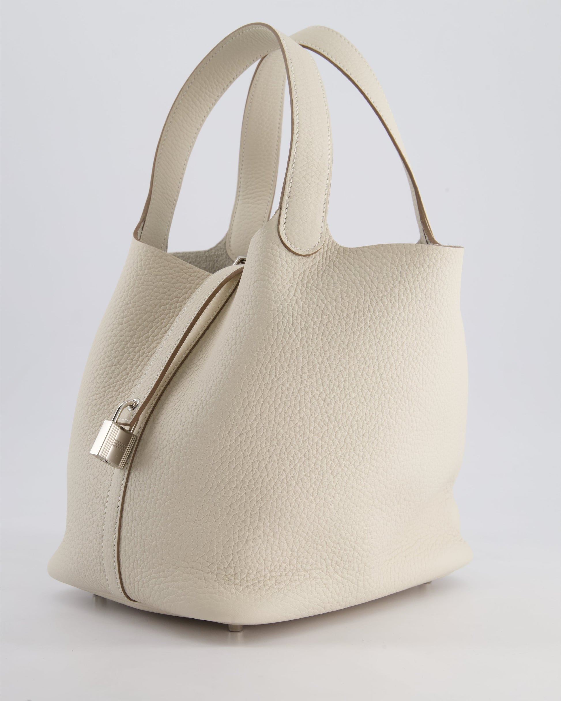 Hermes Picotin Lock Bag 22cm in Craie Clemence Leather with Palladium Hardware
