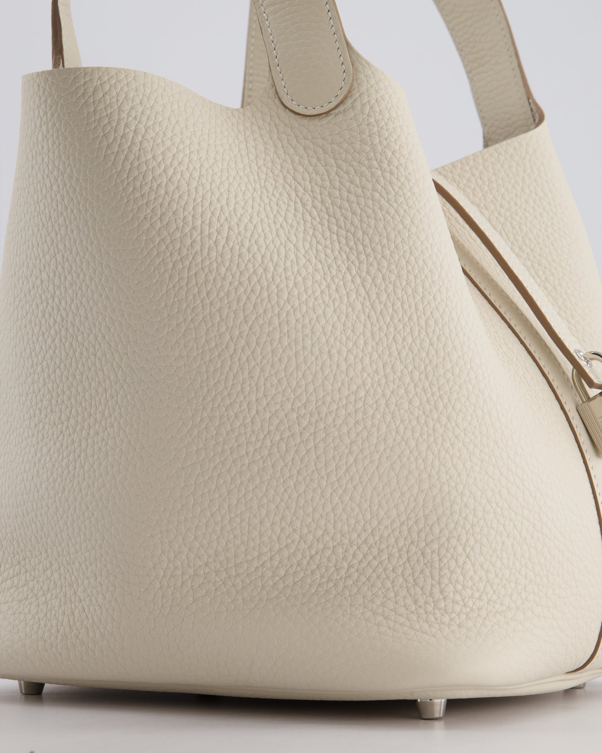 Hermes Picotin Lock Bag 22cm in Craie Clemence Leather with Palladium Hardware