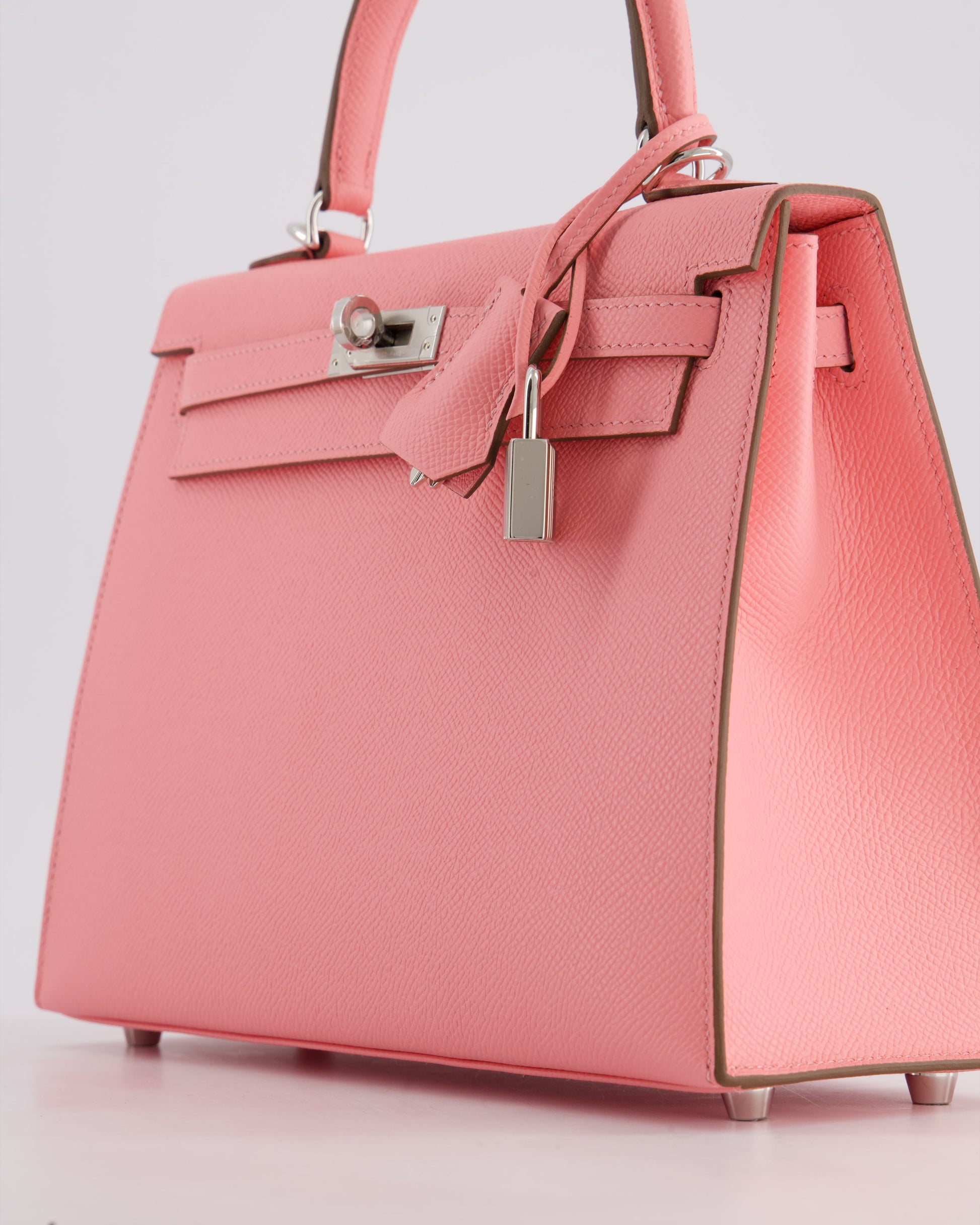Hermes Kelly Sellier 25cm Bag in Rose Confetti Epsom Leather with Palladium Hardware