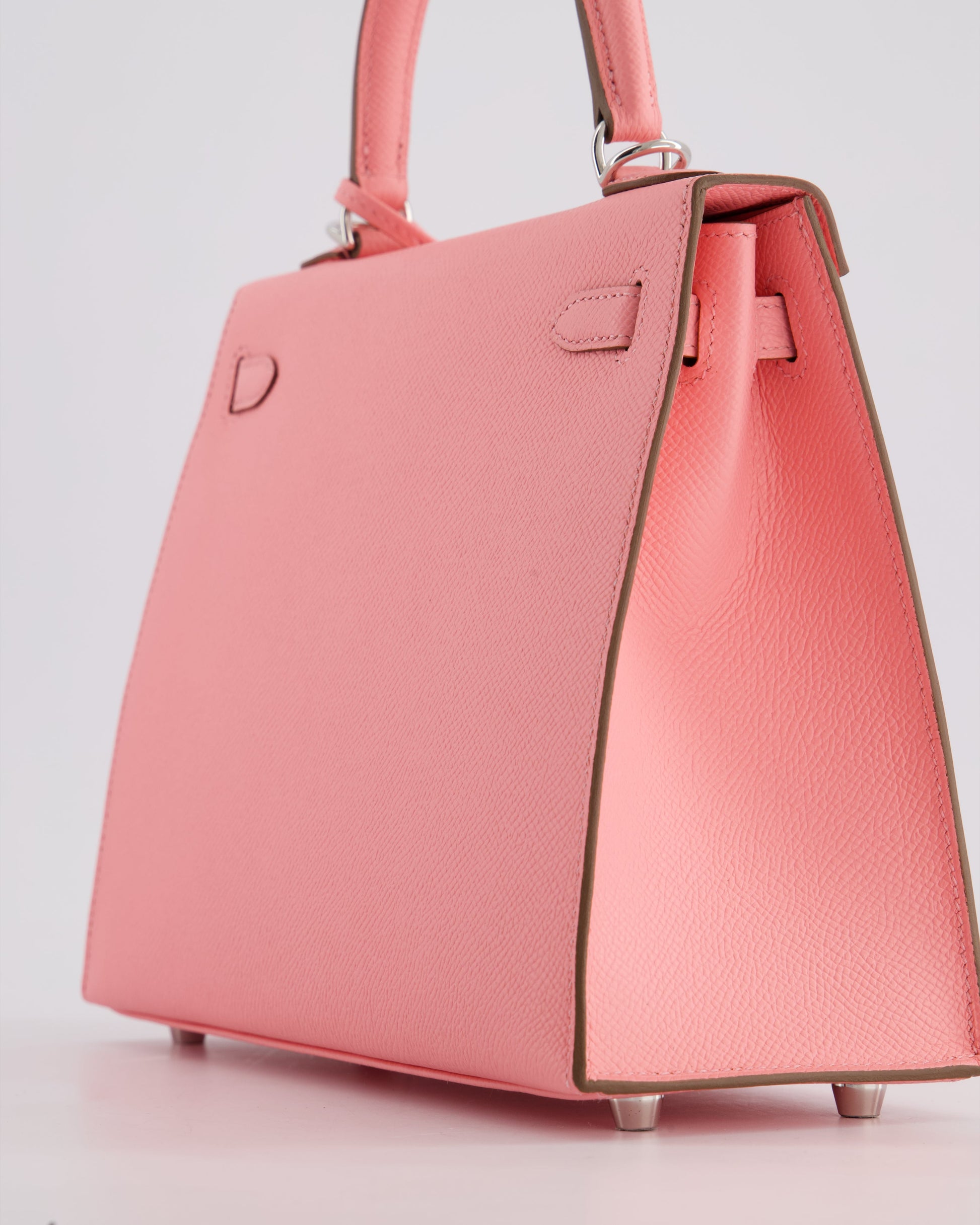 Hermes Kelly Sellier 25cm Bag in Rose Confetti Epsom Leather with Palladium Hardware