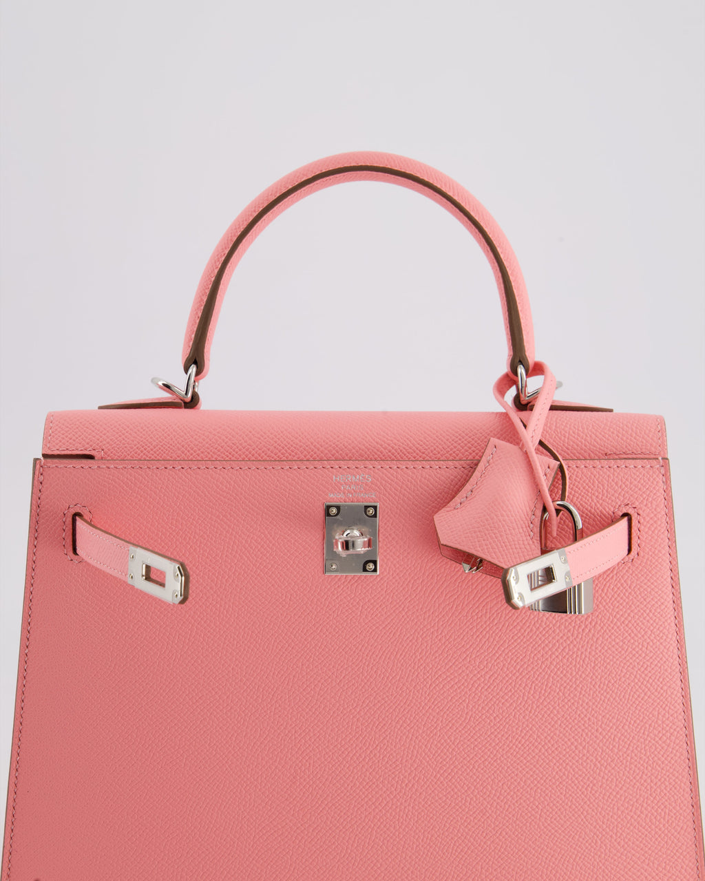 Hermes Kelly Sellier 25cm Bag in Rose Confetti Epsom Leather with Palladium Hardware