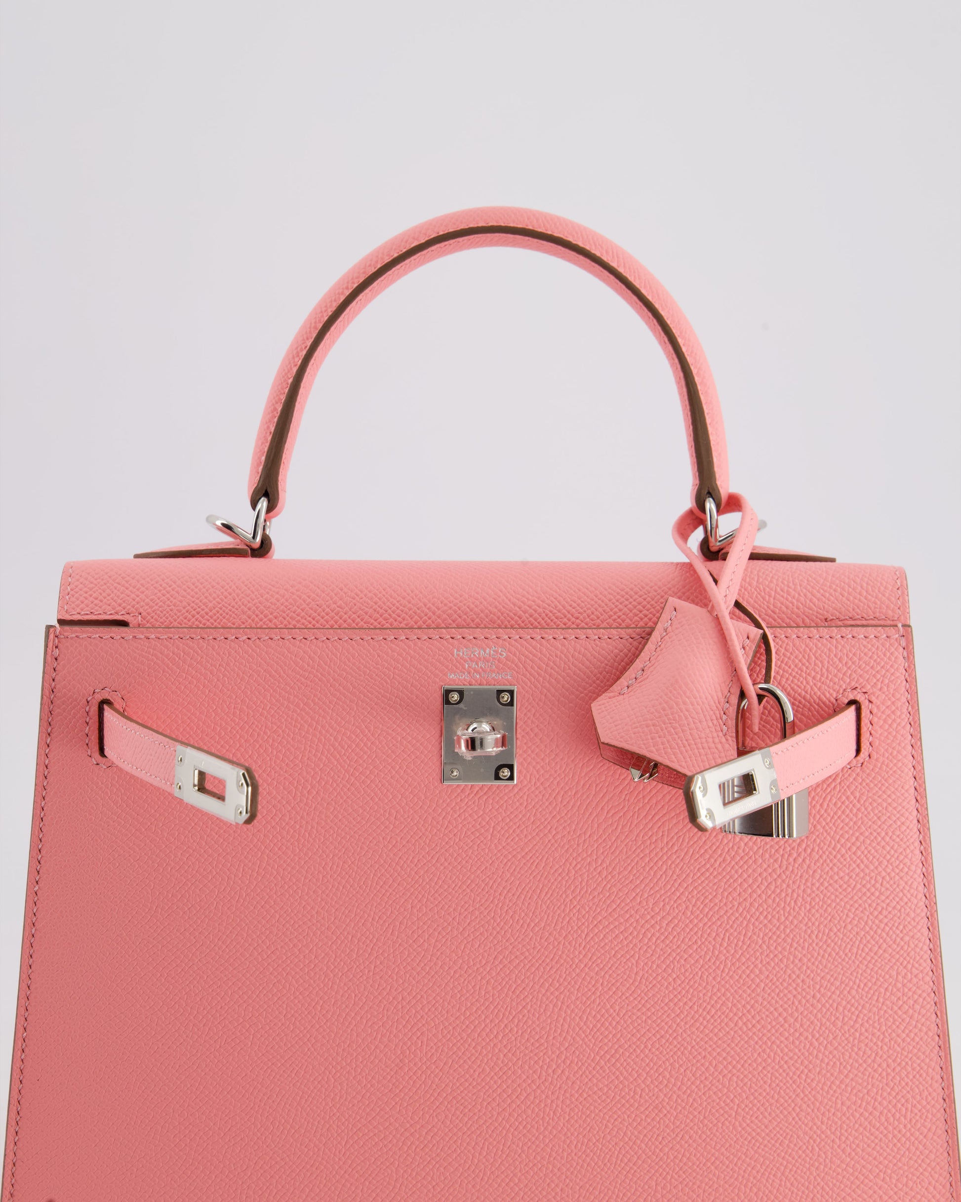 Hermes Kelly Sellier 25cm Bag in Rose Confetti Epsom Leather with Palladium Hardware