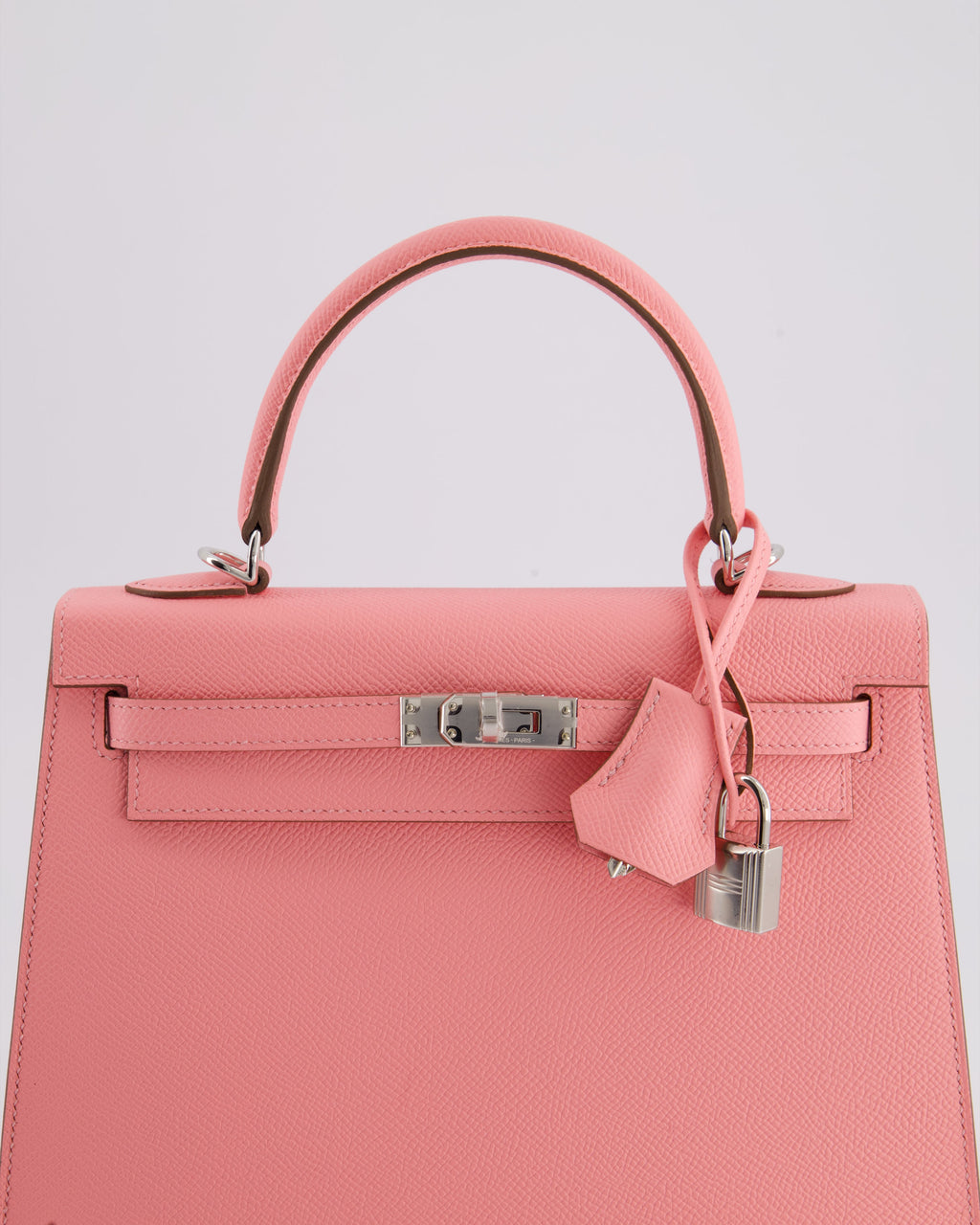 Hermes Kelly Sellier 25cm Bag in Rose Confetti Epsom Leather with Palladium Hardware