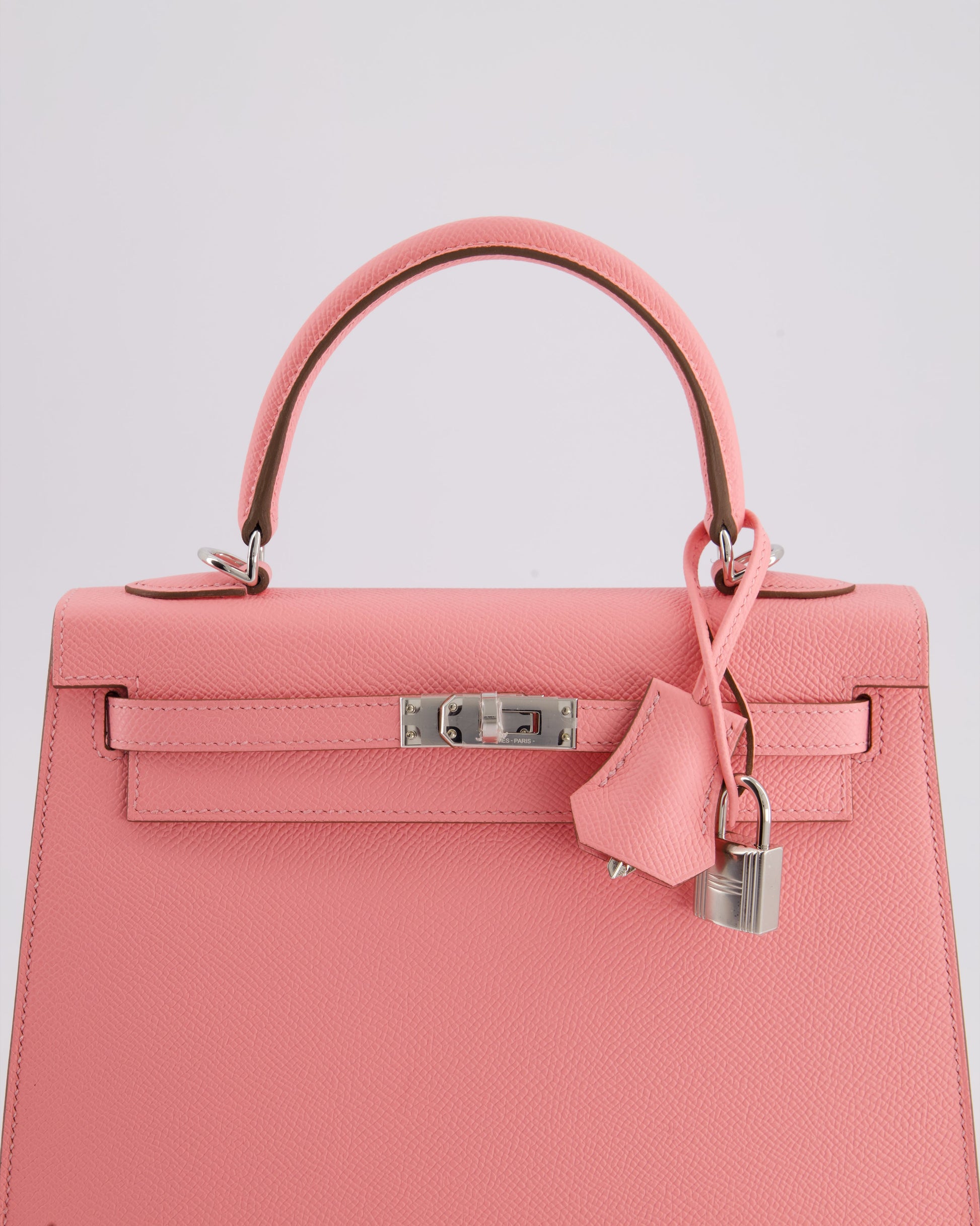 Hermes Kelly Sellier 25cm Bag in Rose Confetti Epsom Leather with Palladium Hardware