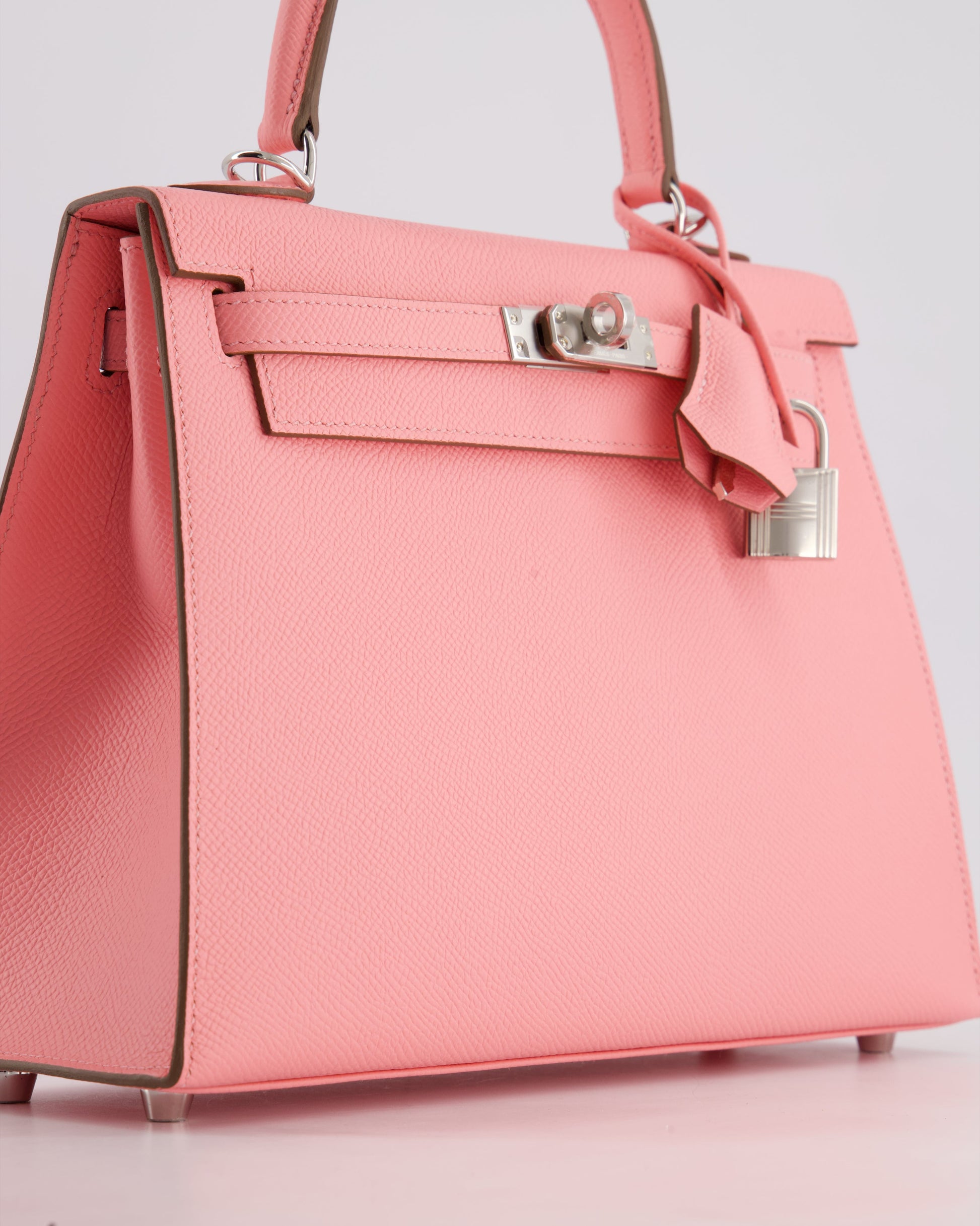 Hermes Kelly Sellier 25cm Bag in Rose Confetti Epsom Leather with Palladium Hardware