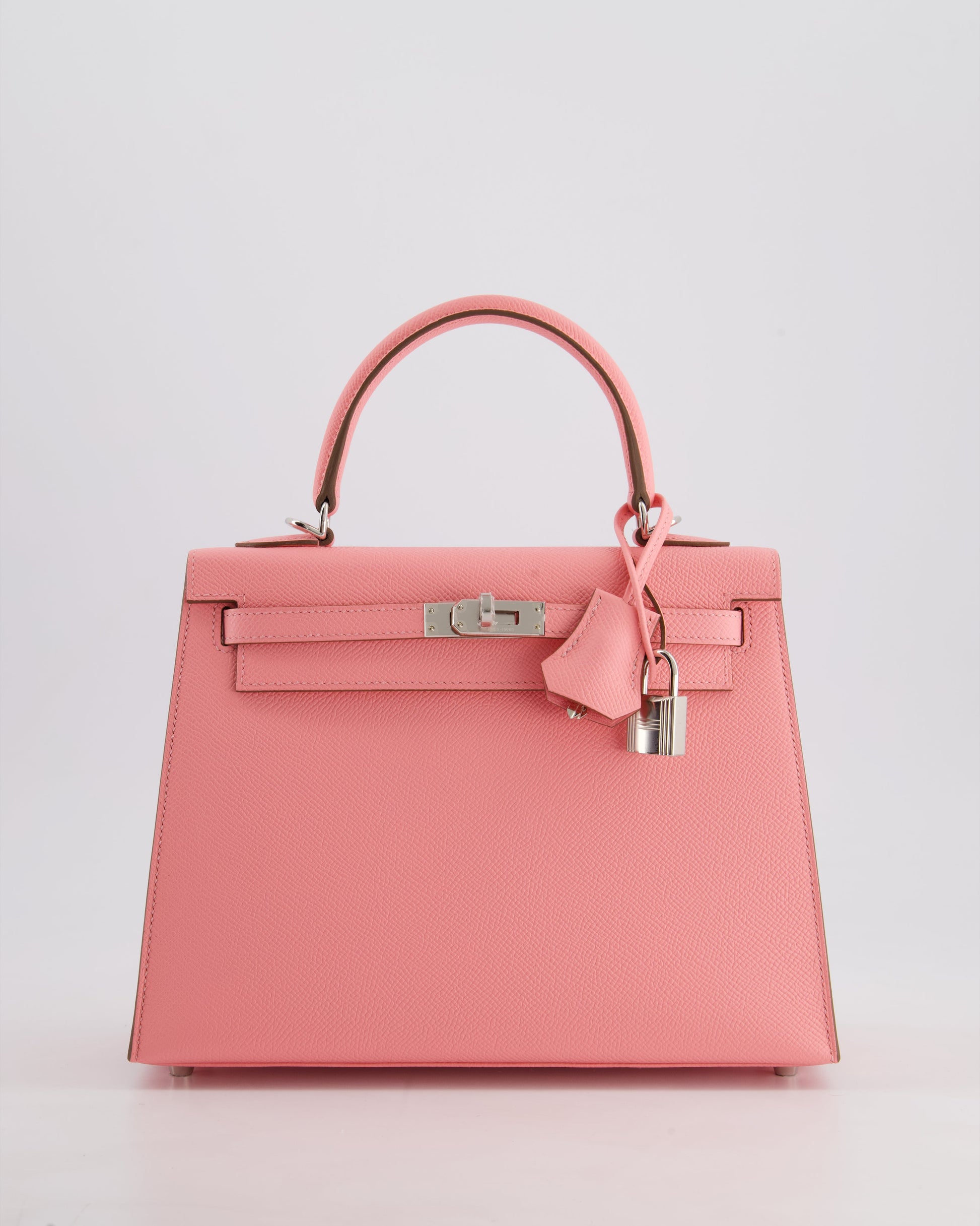 Hermes Kelly Sellier 25cm Bag in Rose Confetti Epsom Leather with Palladium Hardware