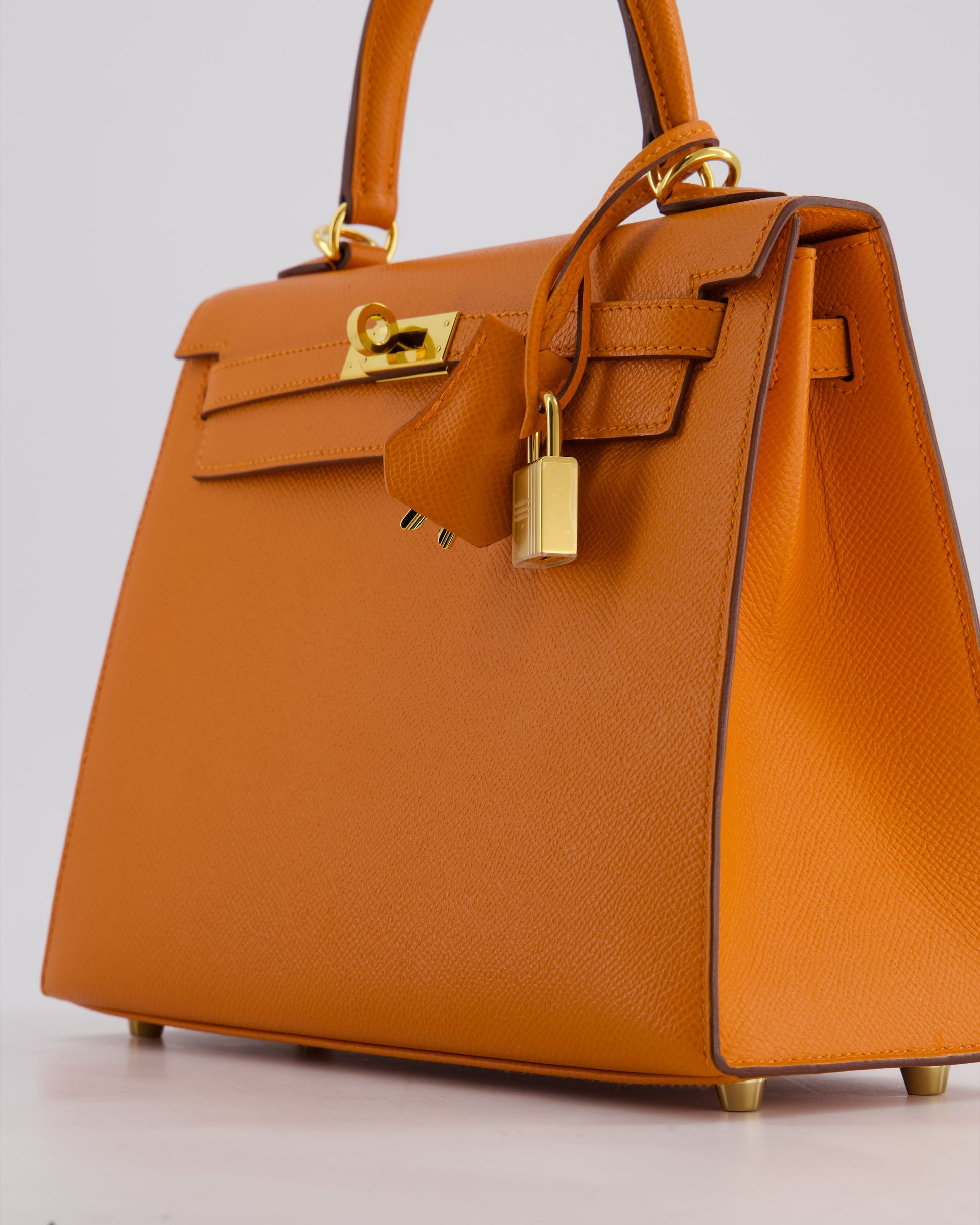 Hermes Kelly Sellier 25cm Bag in Orange Epsom Leather with Gold Hardware