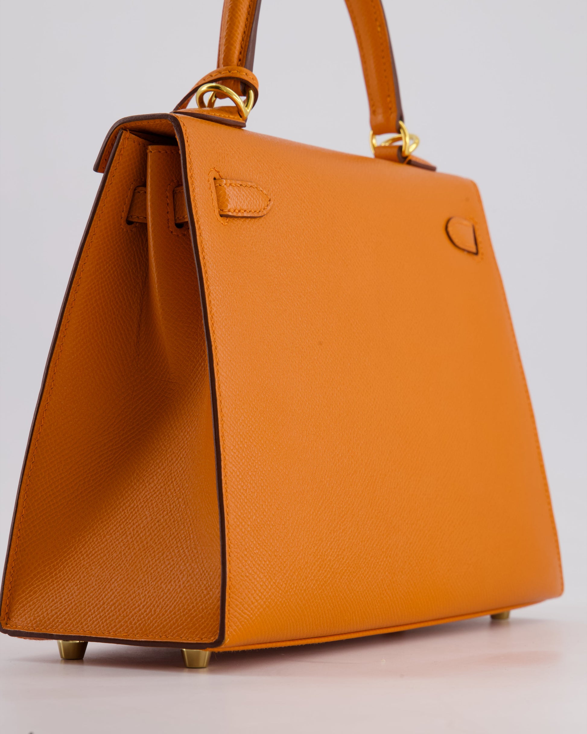 Hermes Kelly Sellier 25cm Bag in Orange Epsom Leather with Gold Hardware