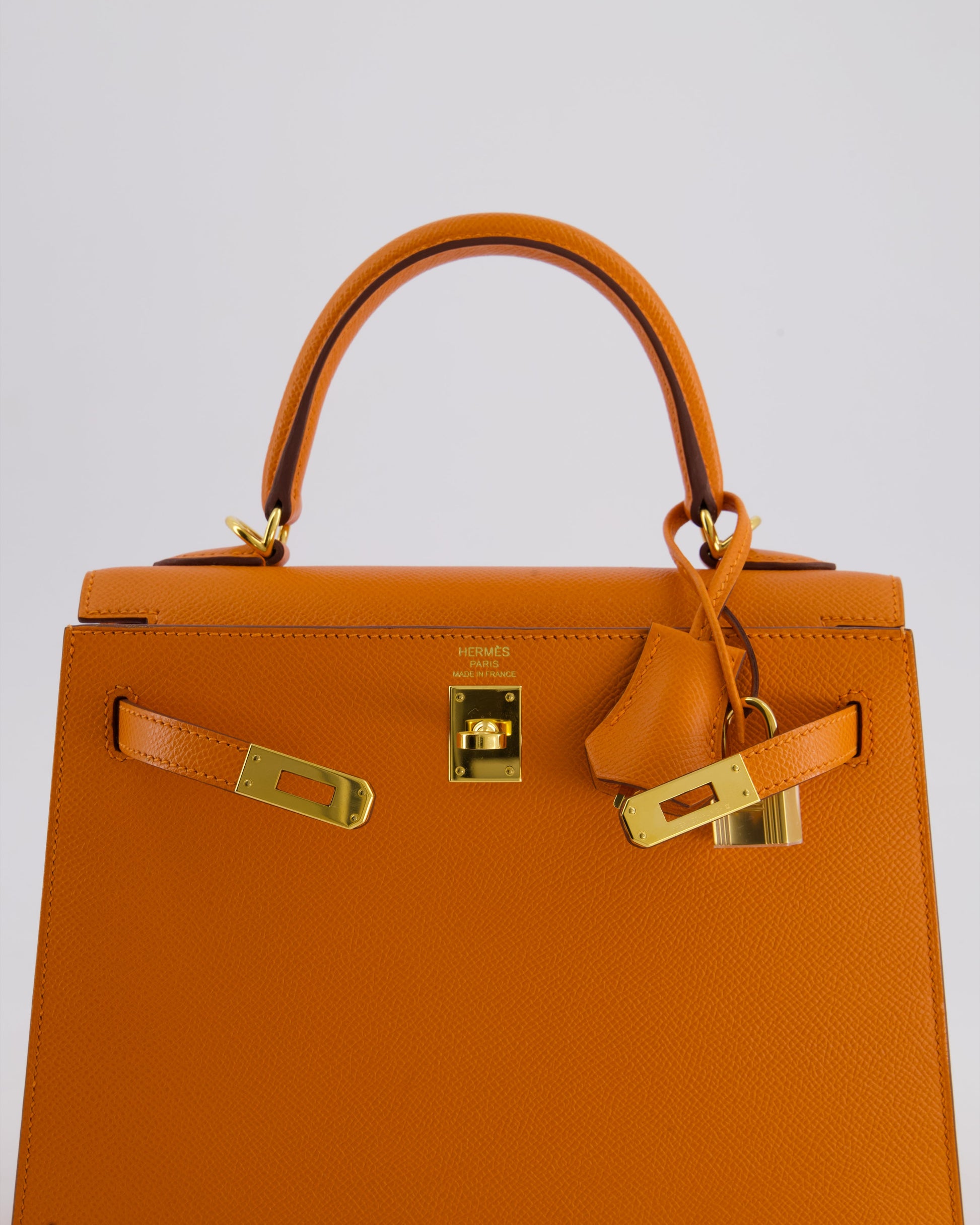 Hermes Kelly Sellier 25cm Bag in Orange Epsom Leather with Gold Hardware