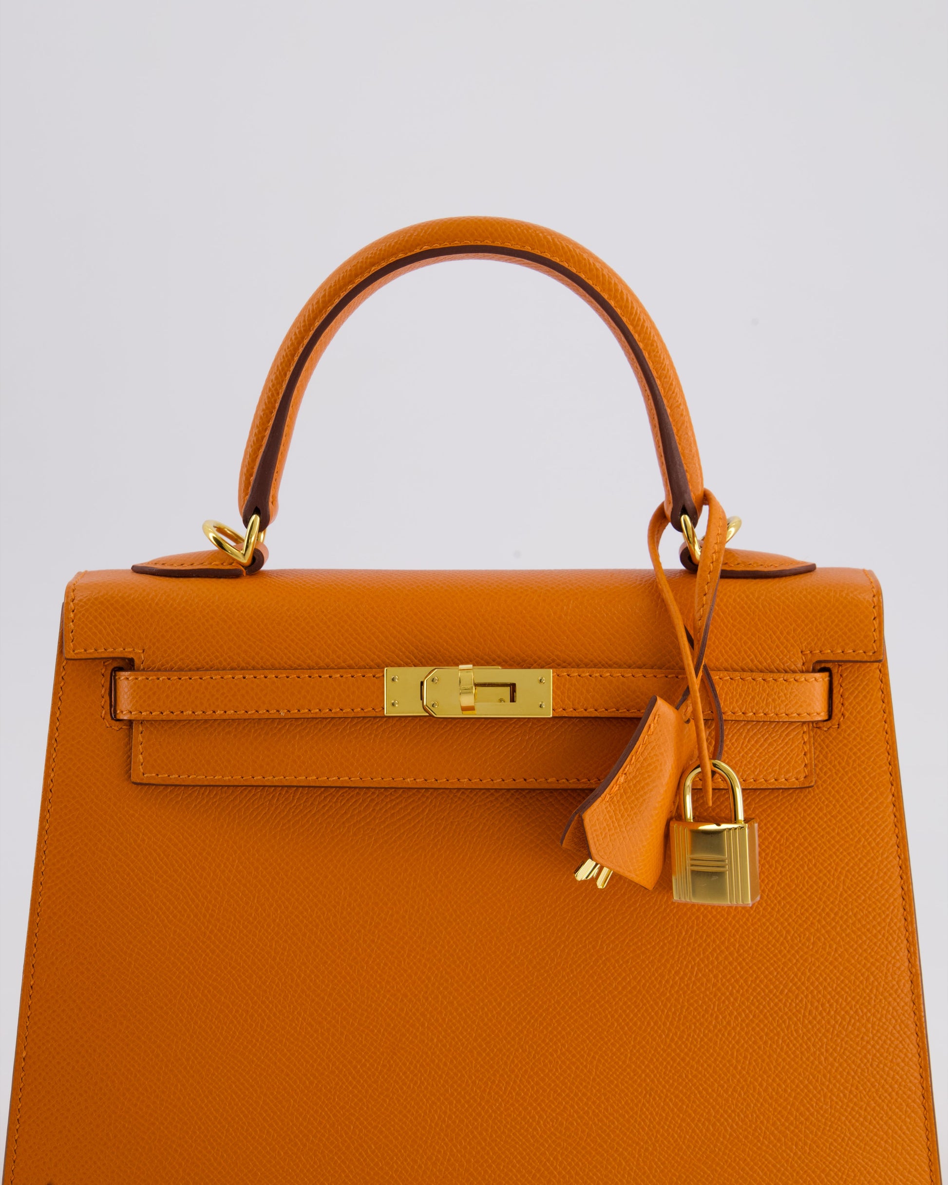 Hermes Kelly Sellier 25cm Bag in Orange Epsom Leather with Gold Hardware