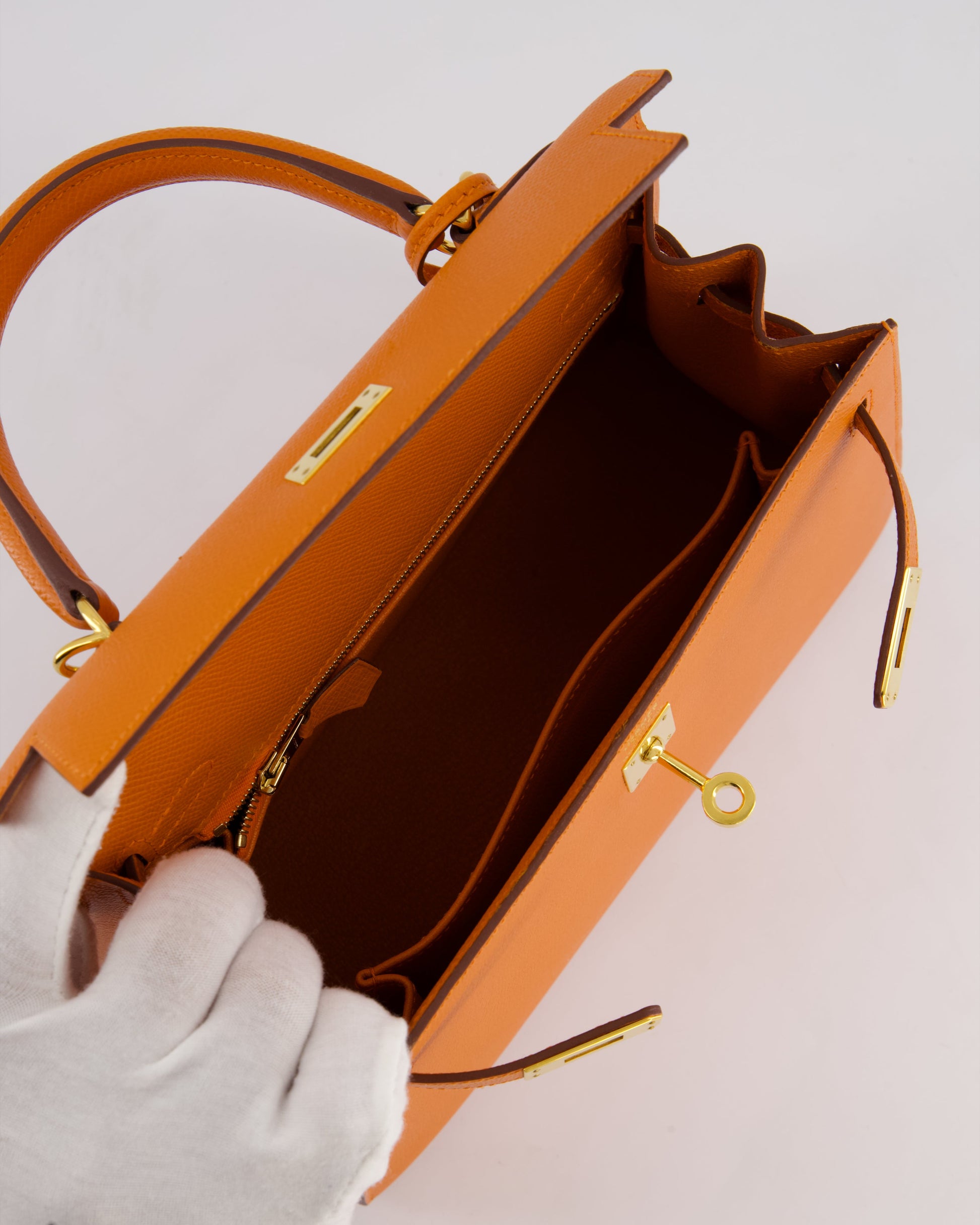 Hermes Kelly Sellier 25cm Bag in Orange Epsom Leather with Gold Hardware