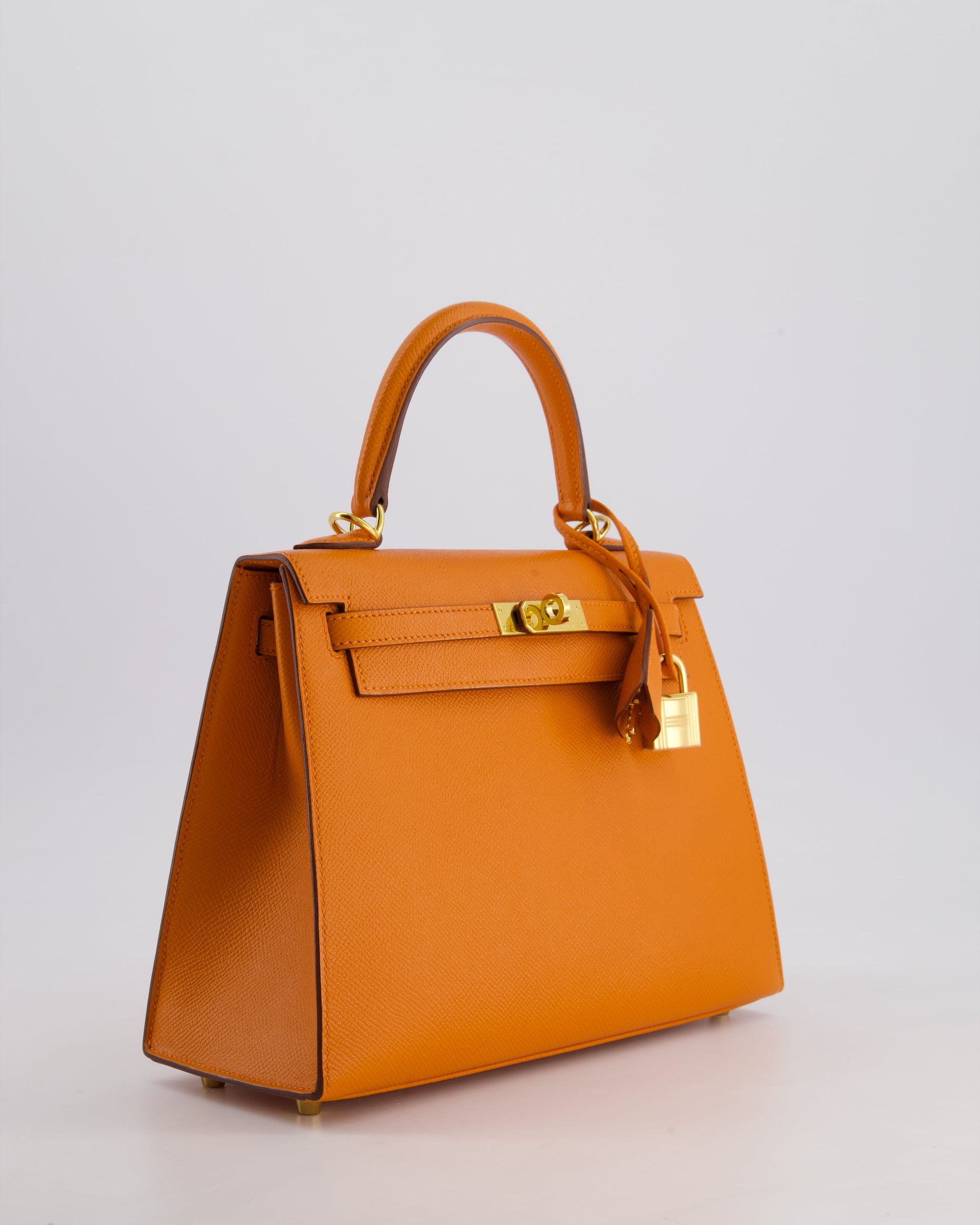 Hermes Kelly Sellier 25cm Bag in Orange Epsom Leather with Gold Hardware