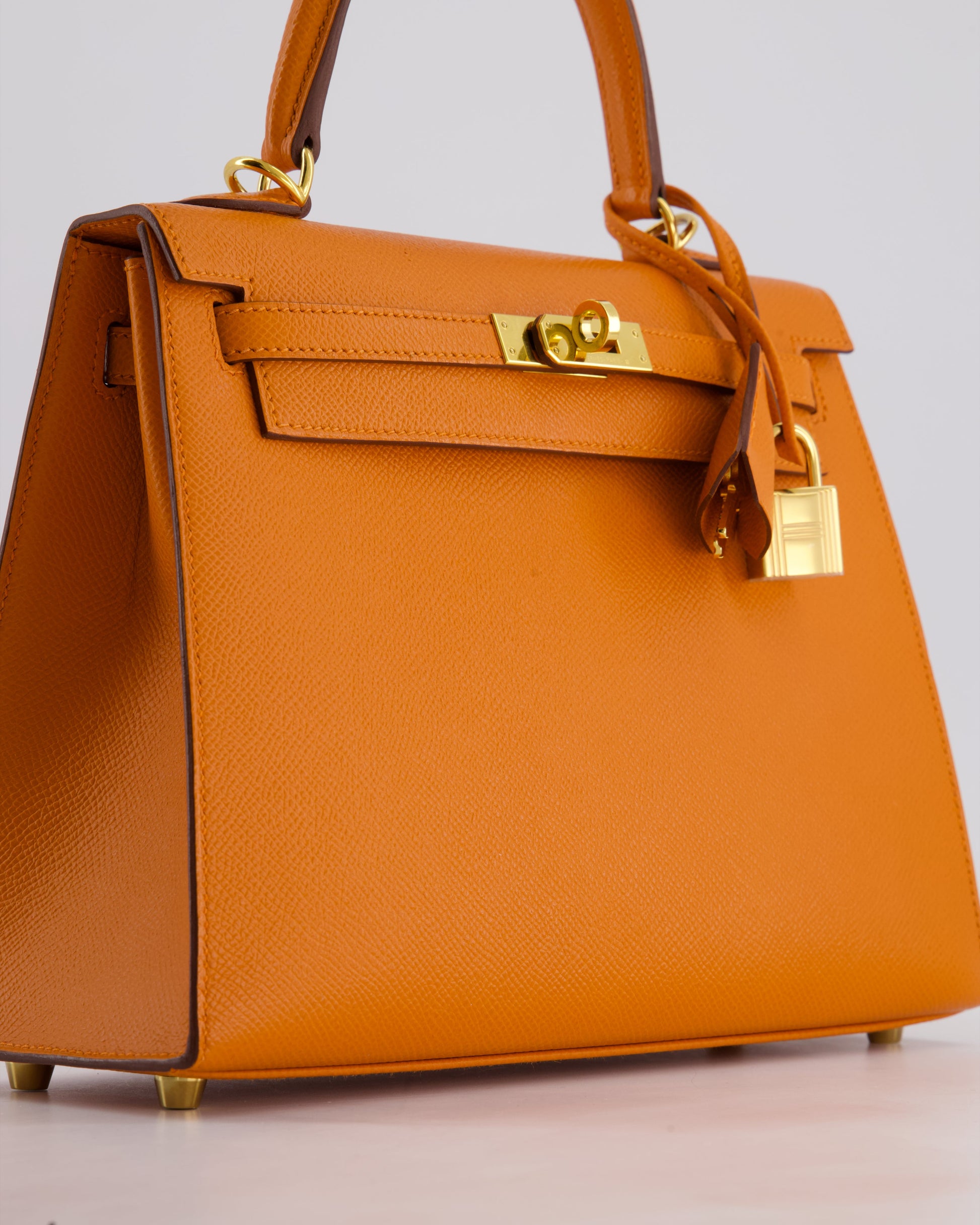 Hermes Kelly Sellier 25cm Bag in Orange Epsom Leather with Gold Hardware