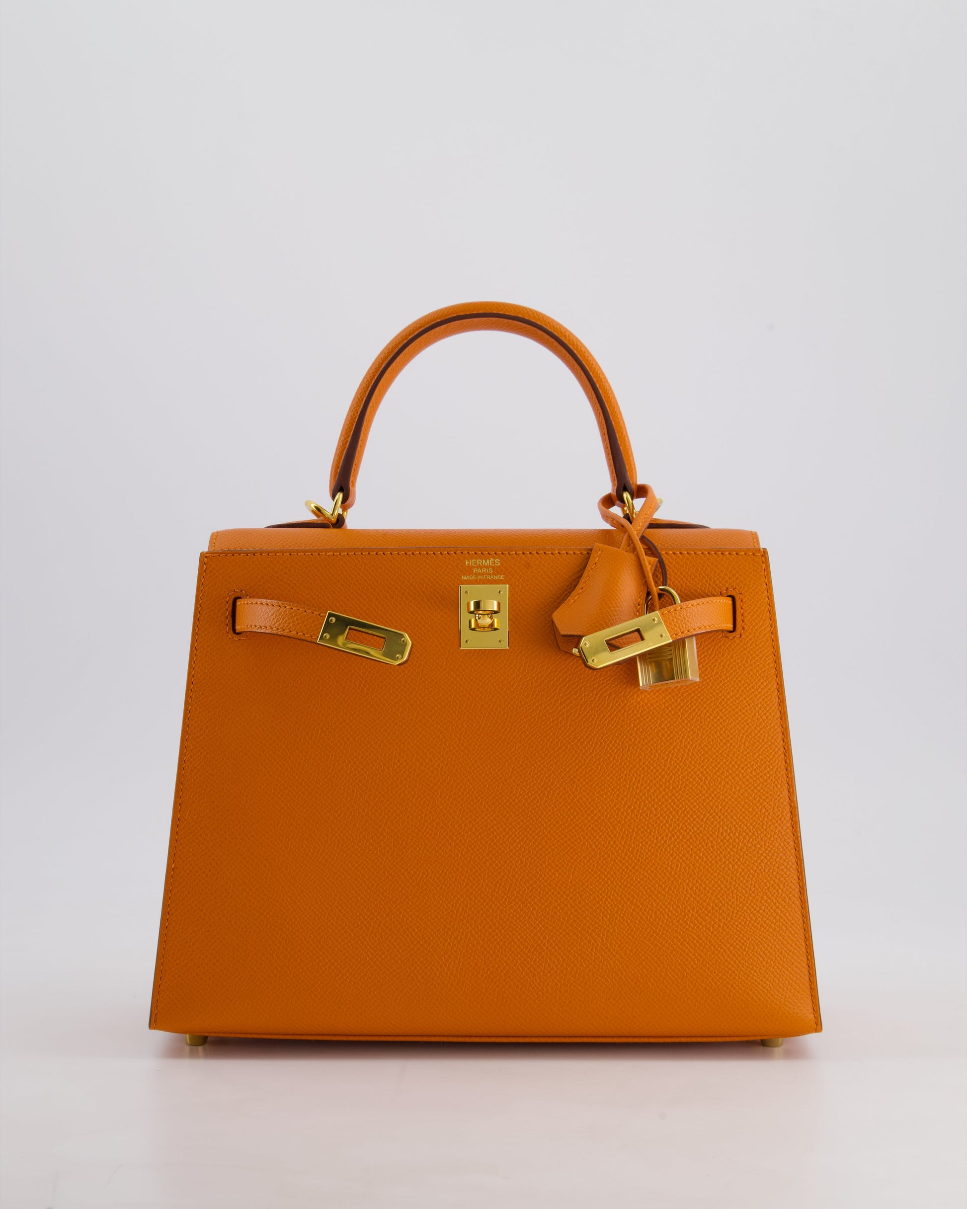 Hermes Kelly Sellier 25cm Bag in Orange Epsom Leather with Gold Hardware