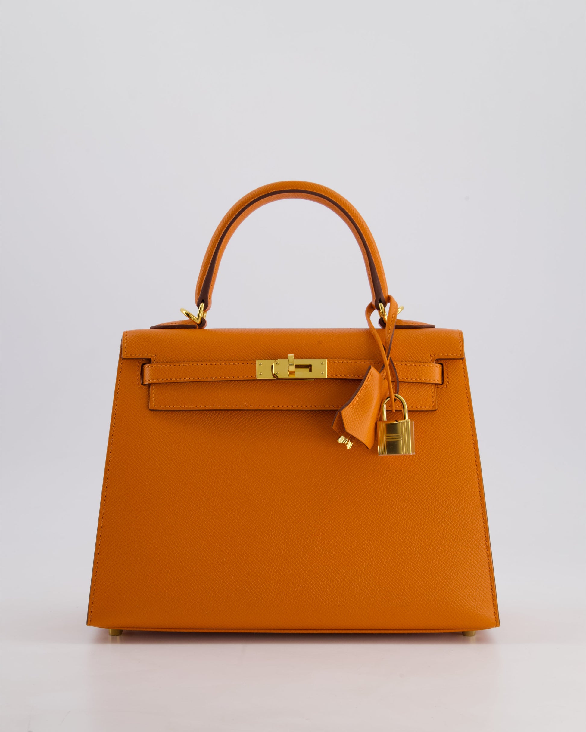 Hermes Kelly Sellier 25cm Bag in Orange Epsom Leather with Gold Hardware
