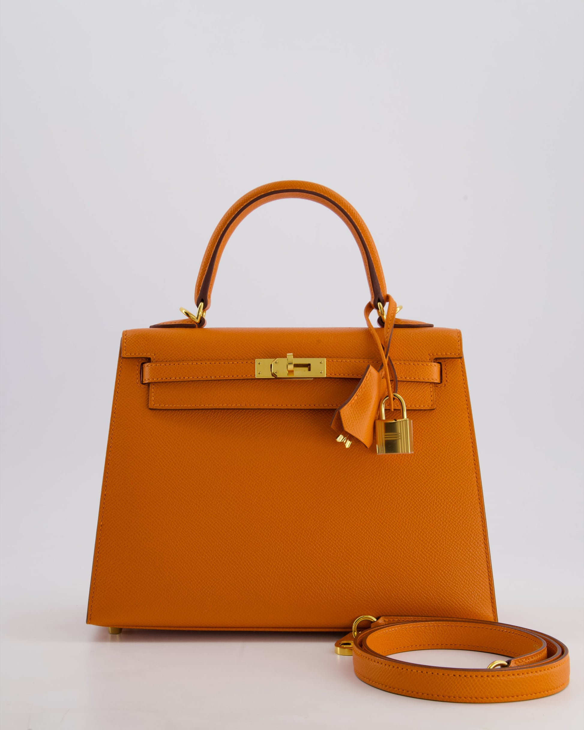 Hermes Kelly Sellier 25cm Bag in Orange Epsom Leather with Gold Hardware