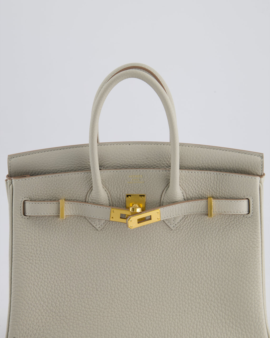 Hermes Birkin 25cm Retourne Bag in Gris Perle Togo Leather with Gold Hardware