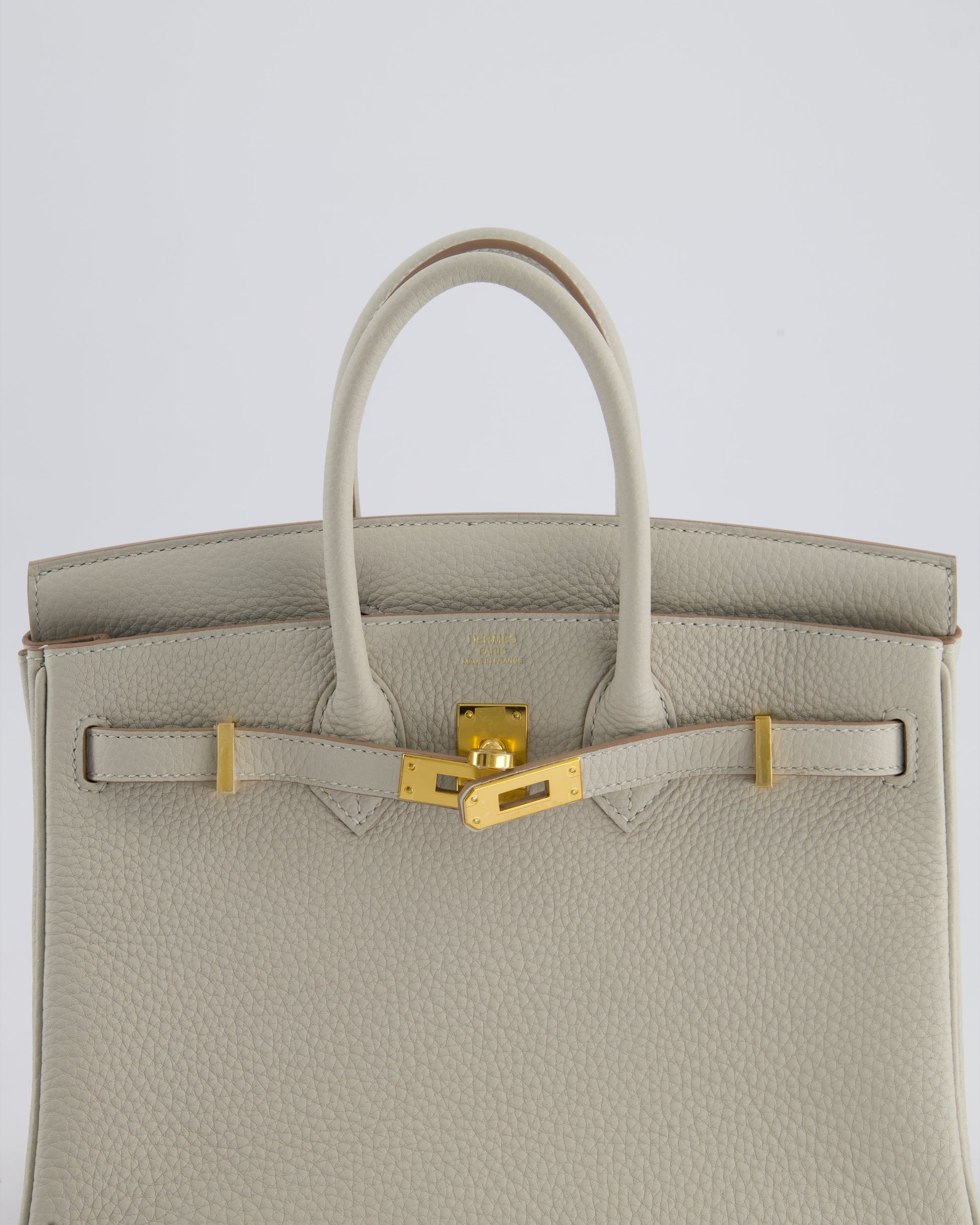 Hermes Birkin 25cm Retourne Bag in Gris Perle Togo Leather with Gold Hardware