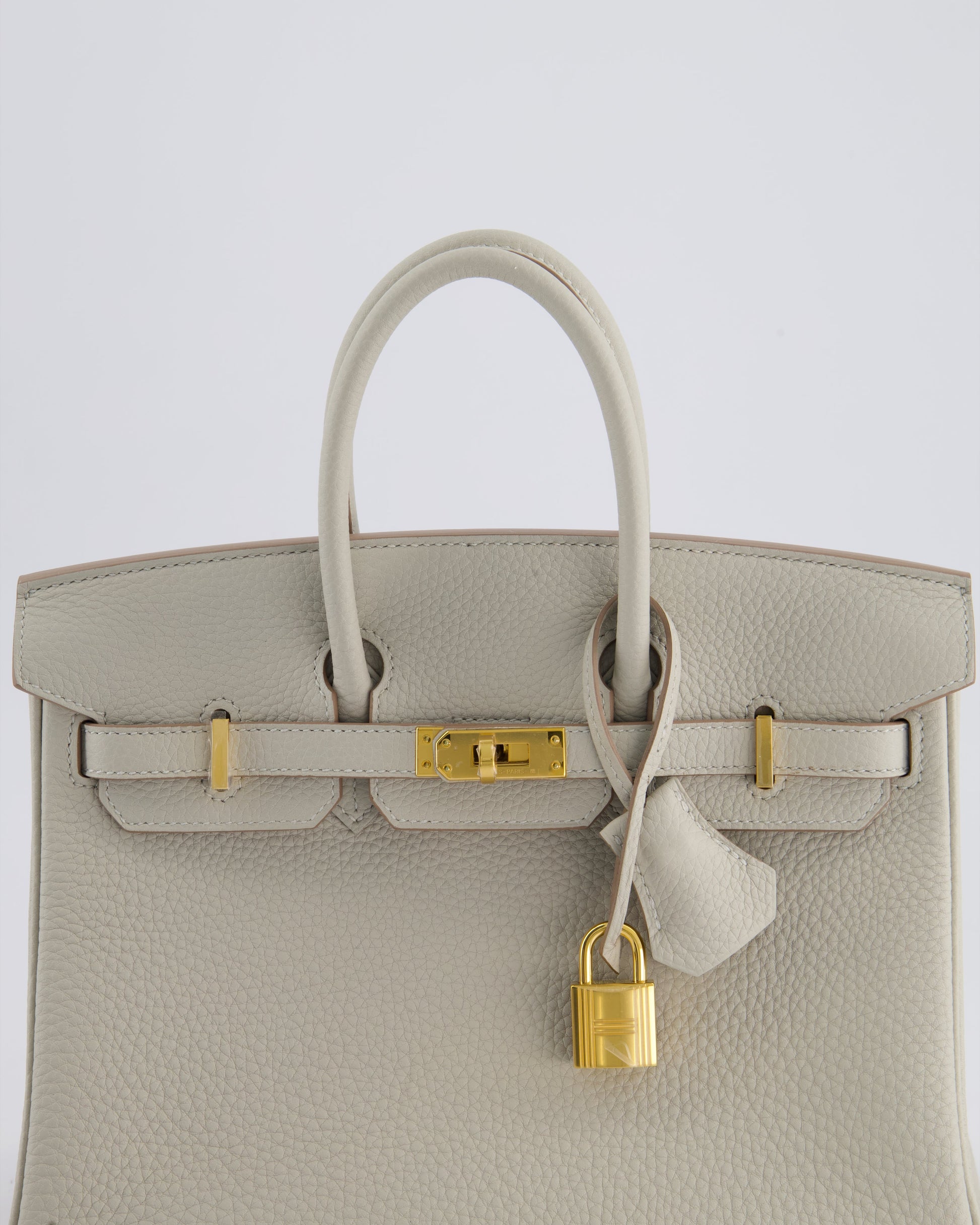 Hermes Birkin 25cm Retourne Bag in Gris Perle Togo Leather with Gold Hardware