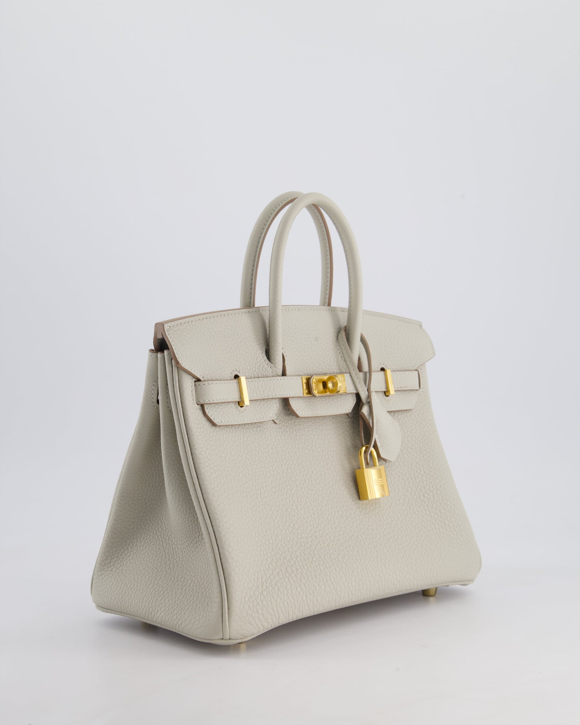 Hermes Birkin 25cm Retourne Bag in Gris Perle Togo Leather with Gold Hardware